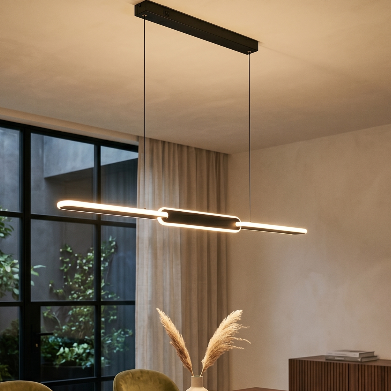 Lustra LED Suspendata Liniara Premium Black OMIRA Echivalent 200W