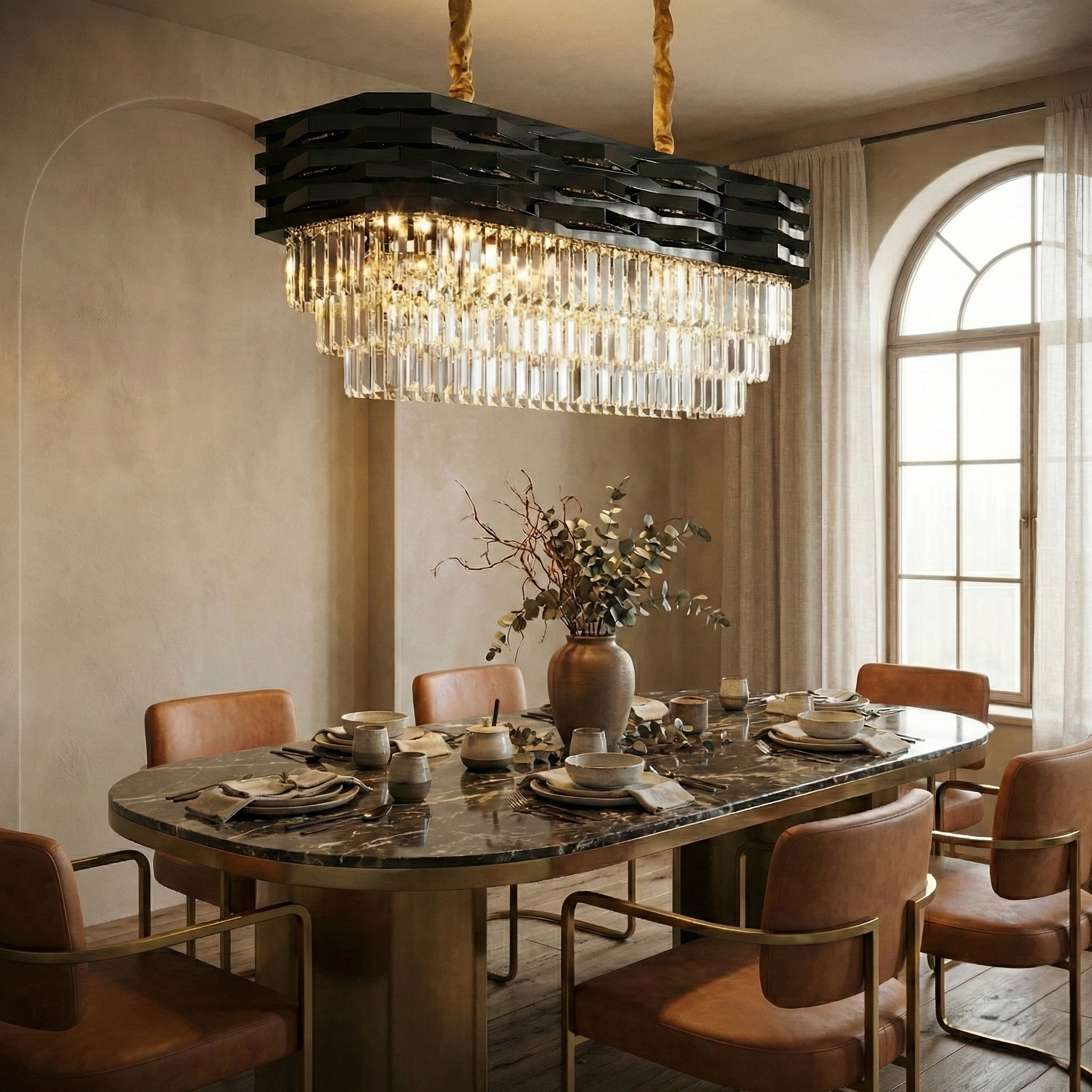 Candelabru Cristal Black MALVINA 80x30CM