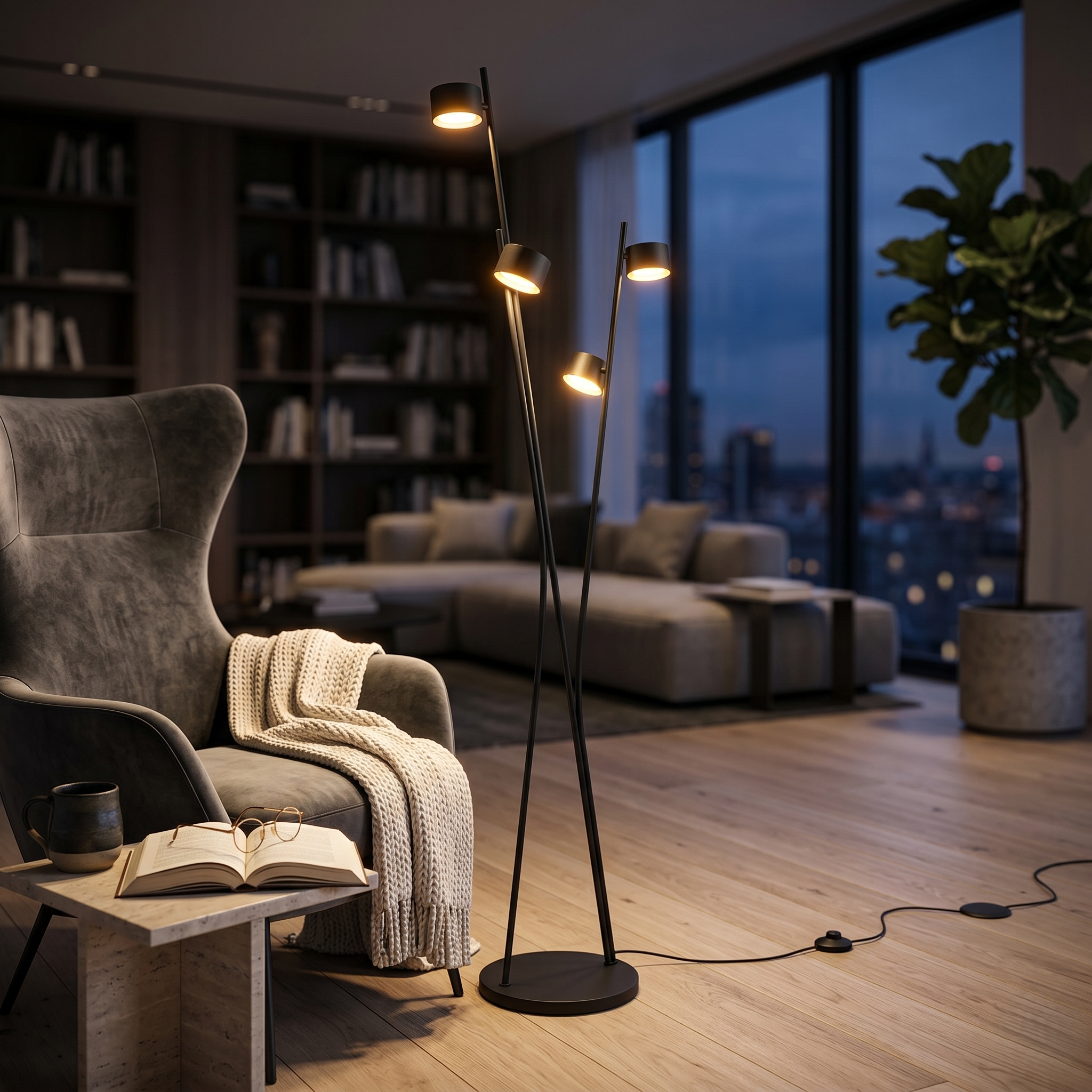Lampadar Decorativ Premium CODA Negru 4xGX53