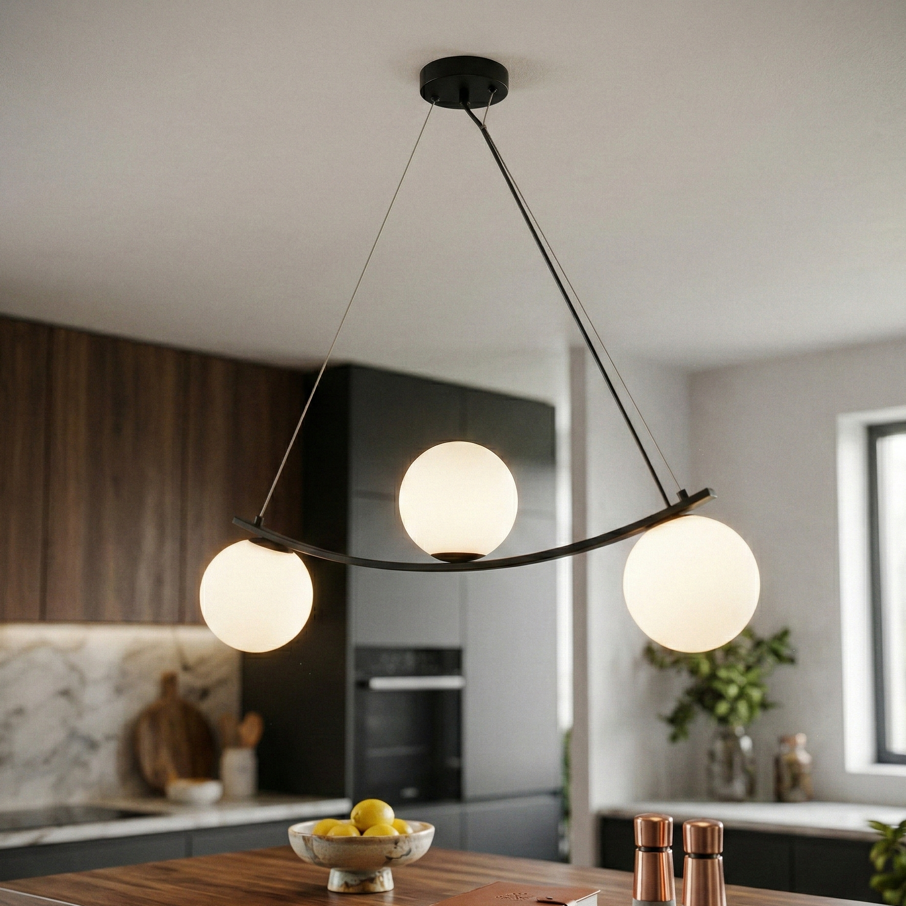 Lustra Liniara Abajur MAT Black CALYPSA Suspendata 3xG9