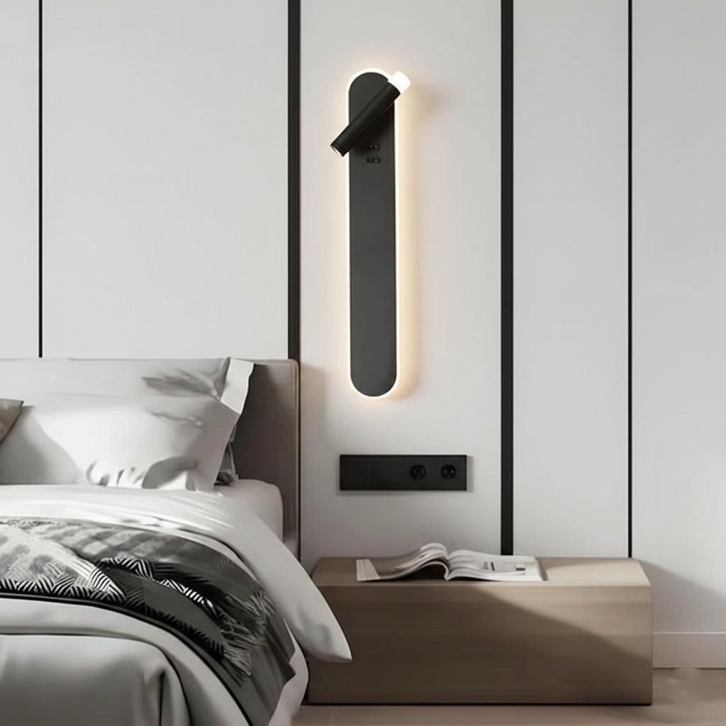 Aplica LED Liniara Neagra 50cm AXIS cu Spot Orientabil si Buton ON/OFF