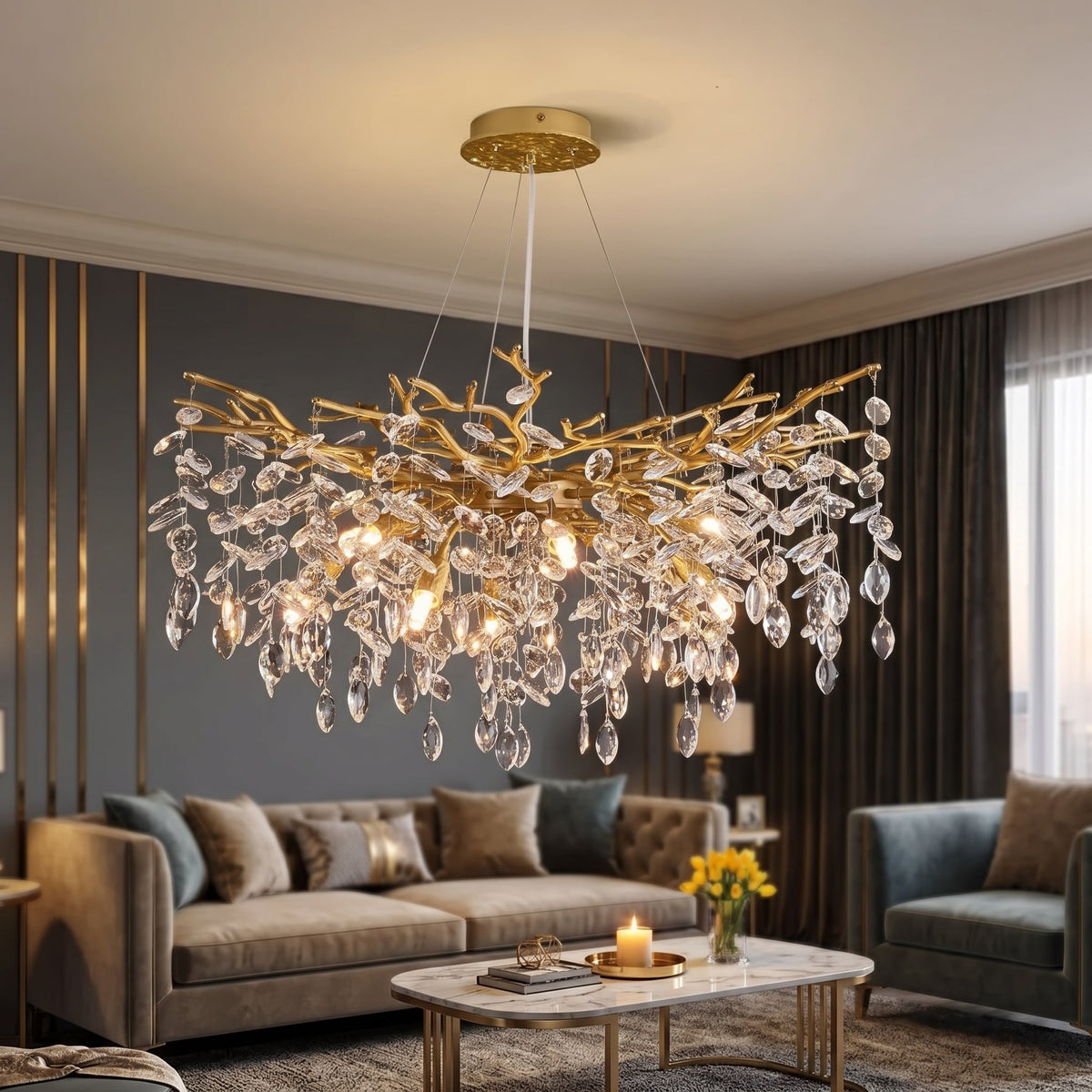 Candelabru Cristal GOLD Crystal Harmony 60CM
