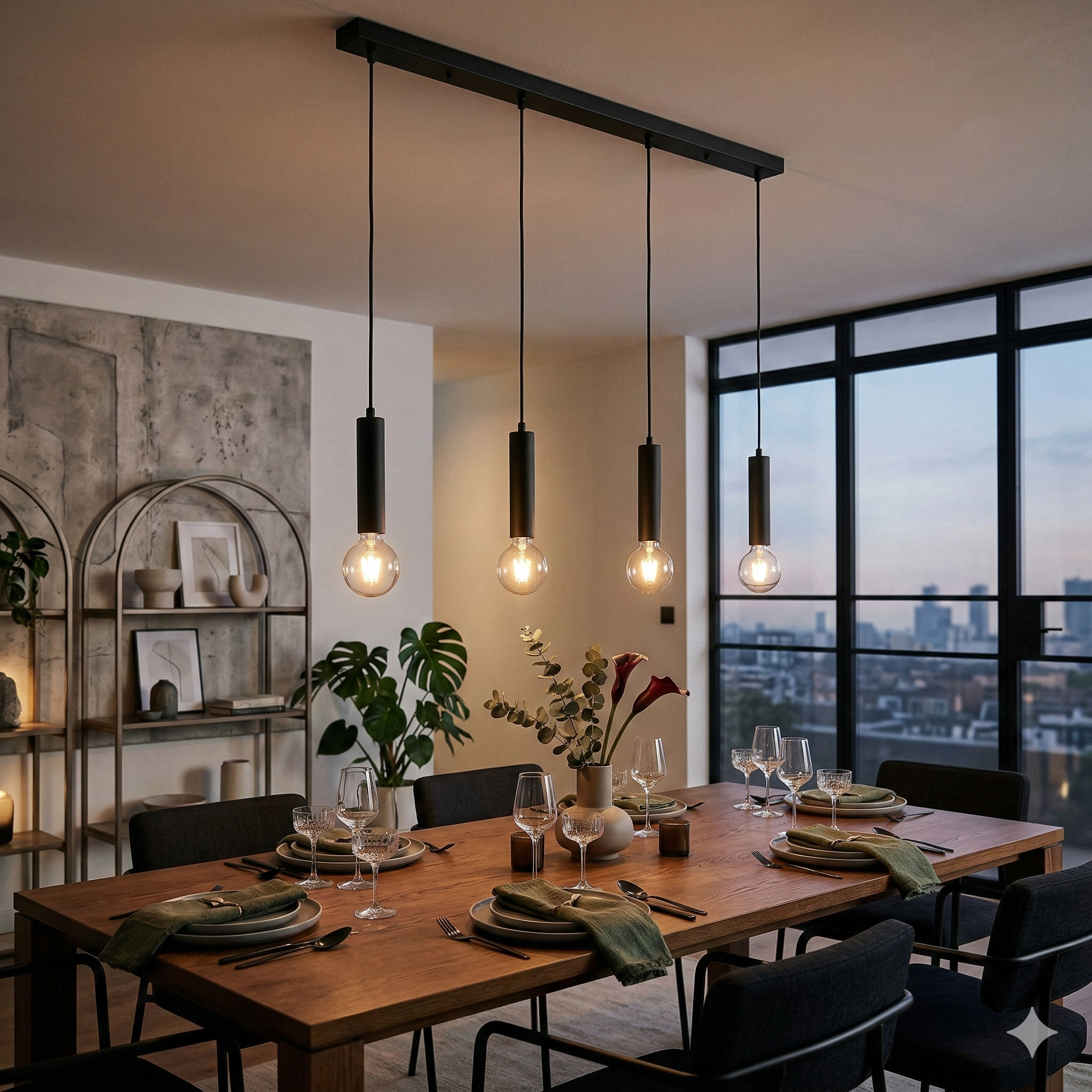 Lustra Suspendata Nordic Cilindric Black SOLVEN 4xE27