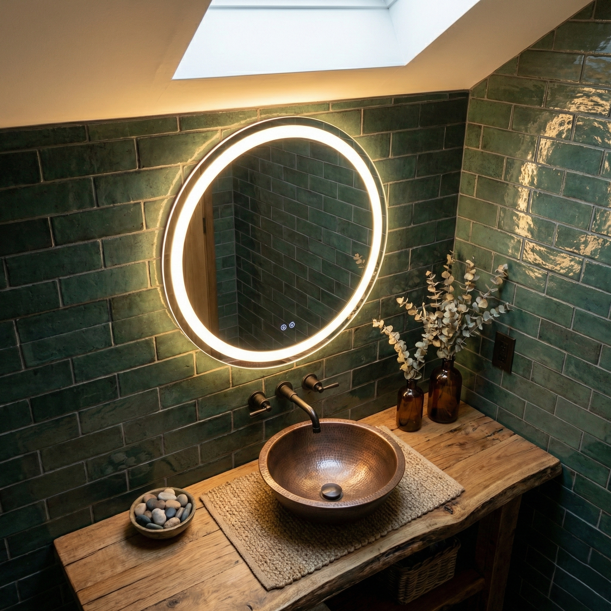 Oglinda LED Rotunda TOSCARIA Ø90cm Functie Dezaburire si Senzor