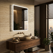 Oglinda LED TRIVENZA - 60x80 cm 3 Lumini, Senzor, Dezaburire si Ceas