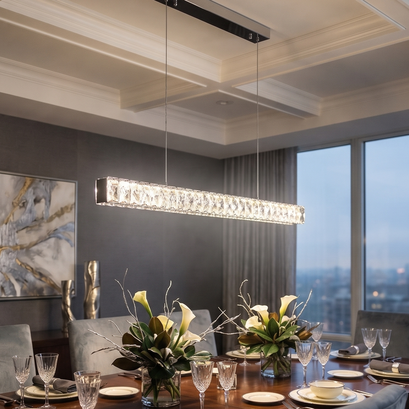 Lustra LED Cristal Suspendata Zenvia Echivalent 300W Telecomanda