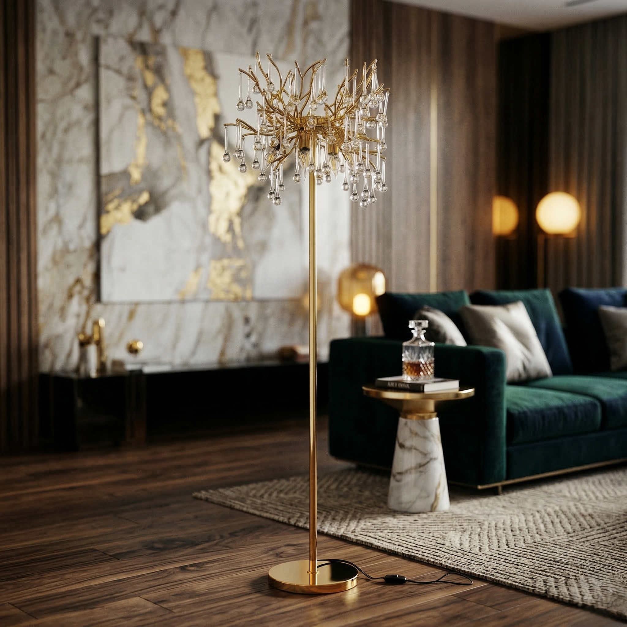 Lampadar Cristal LUXURY Golden Tears 170CM