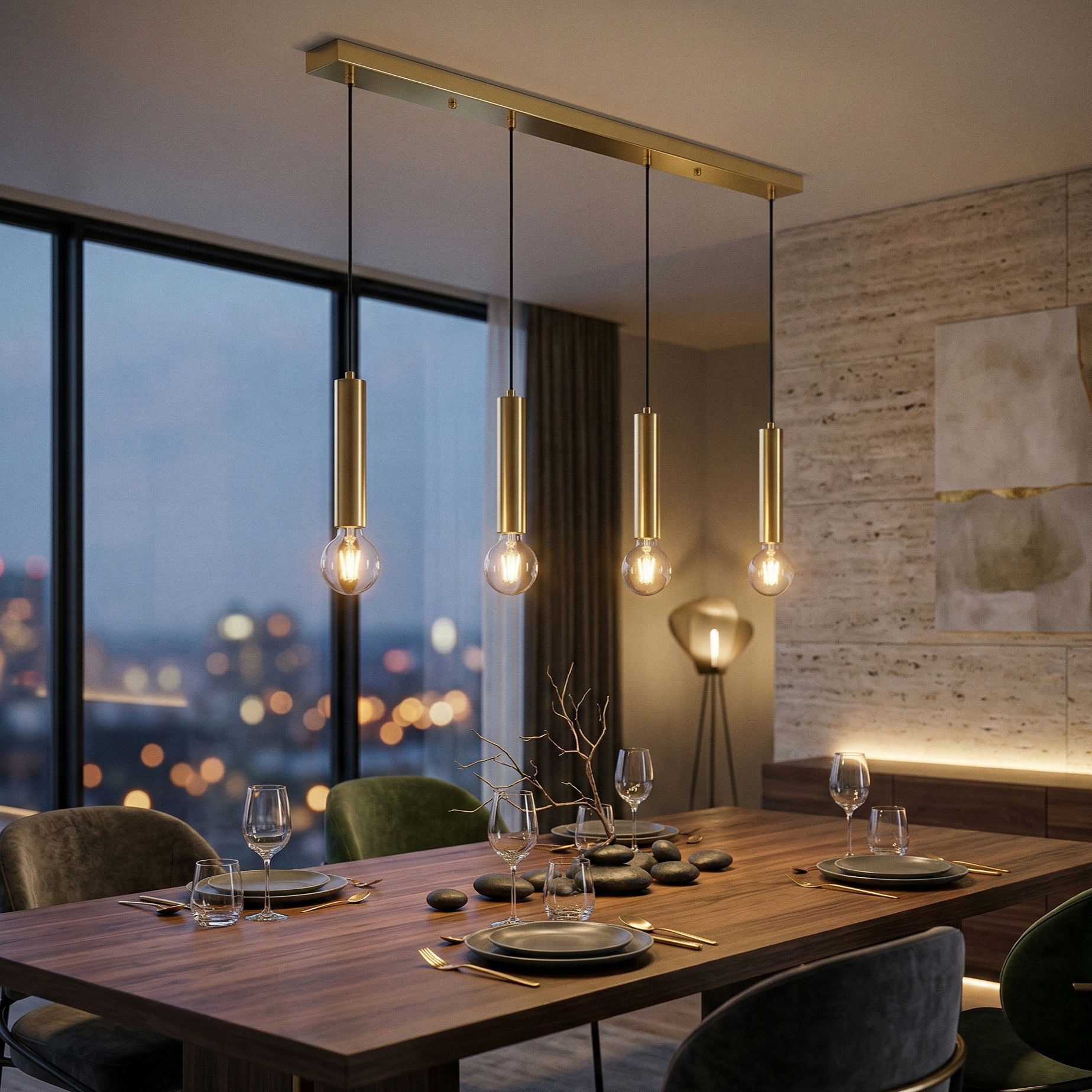 Lustra Suspendata Nordic Cilindric Golden SOLVEN 4xE27