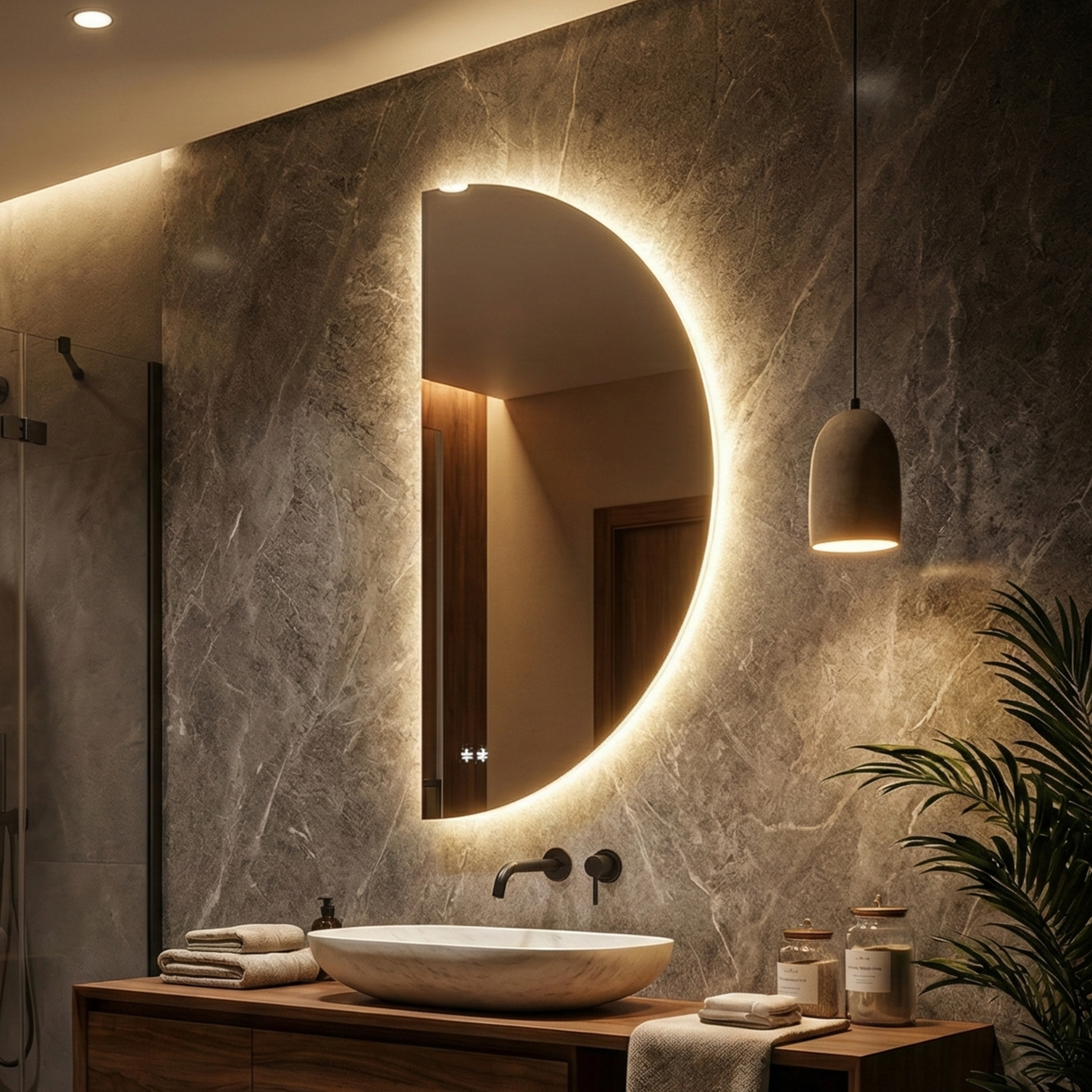 Oglinda LED MEZZALUNA - 50x100 cm 3 Lumini si Senzor