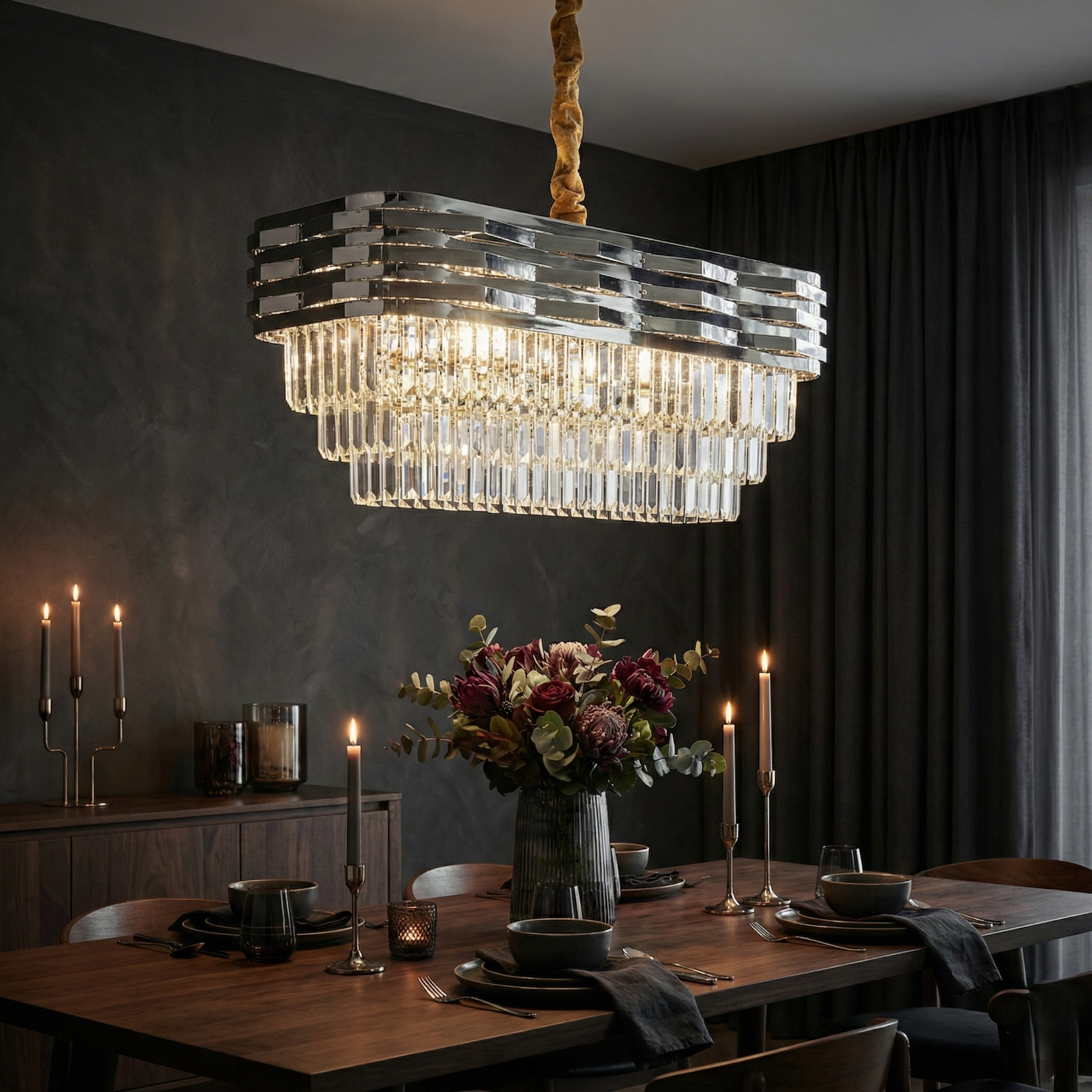 Candelabru Cristal Silver MALVINA 80x30CM