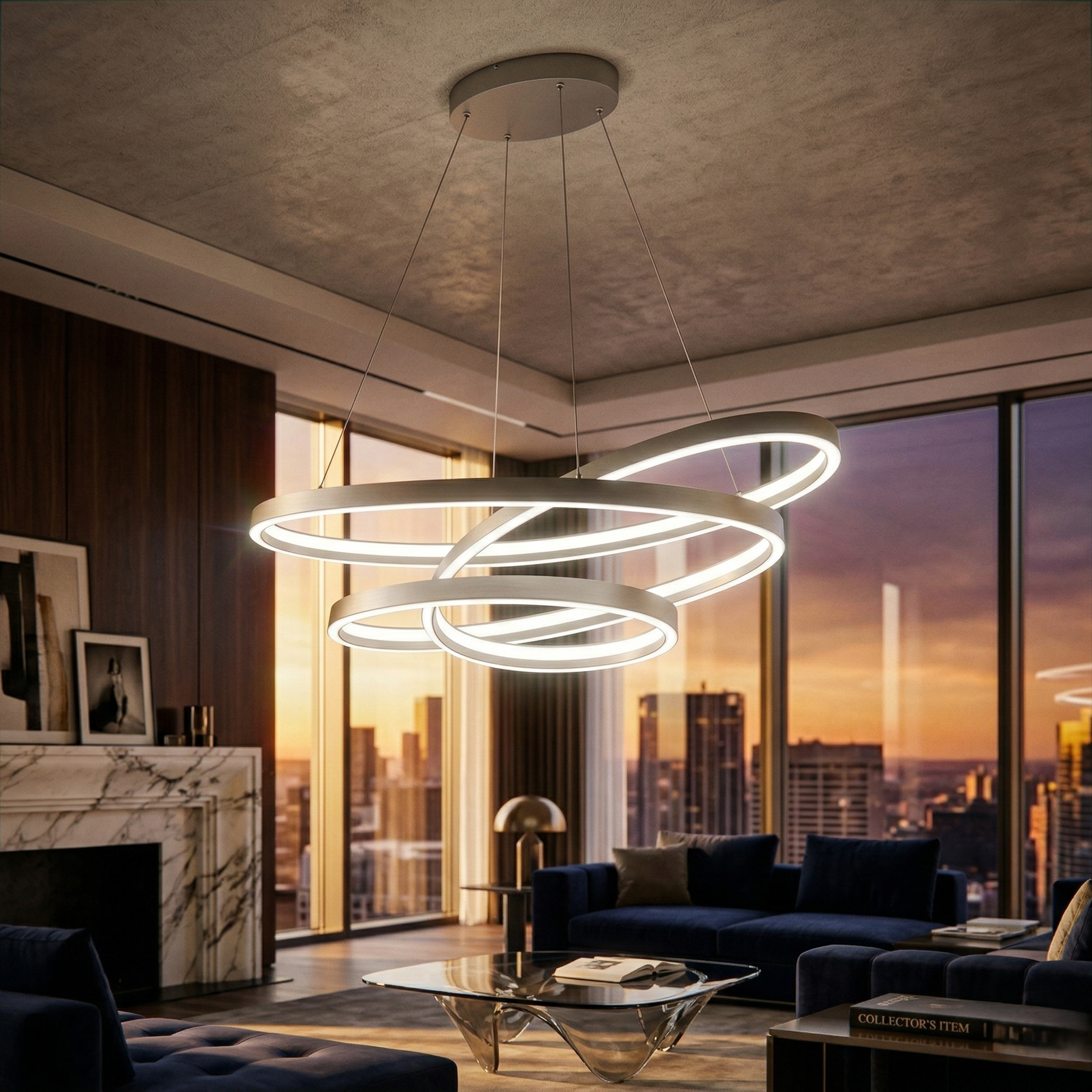 Lustra LED Suspendata Ciola Silver CINQUE Premium Echivalent 1200W