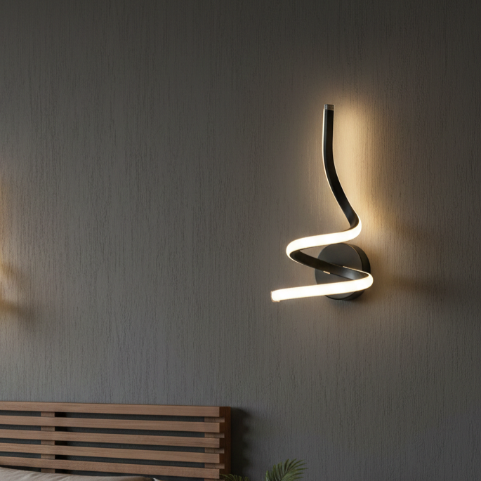 Aplica LED Perete Spiral Black Echivalent 100W
