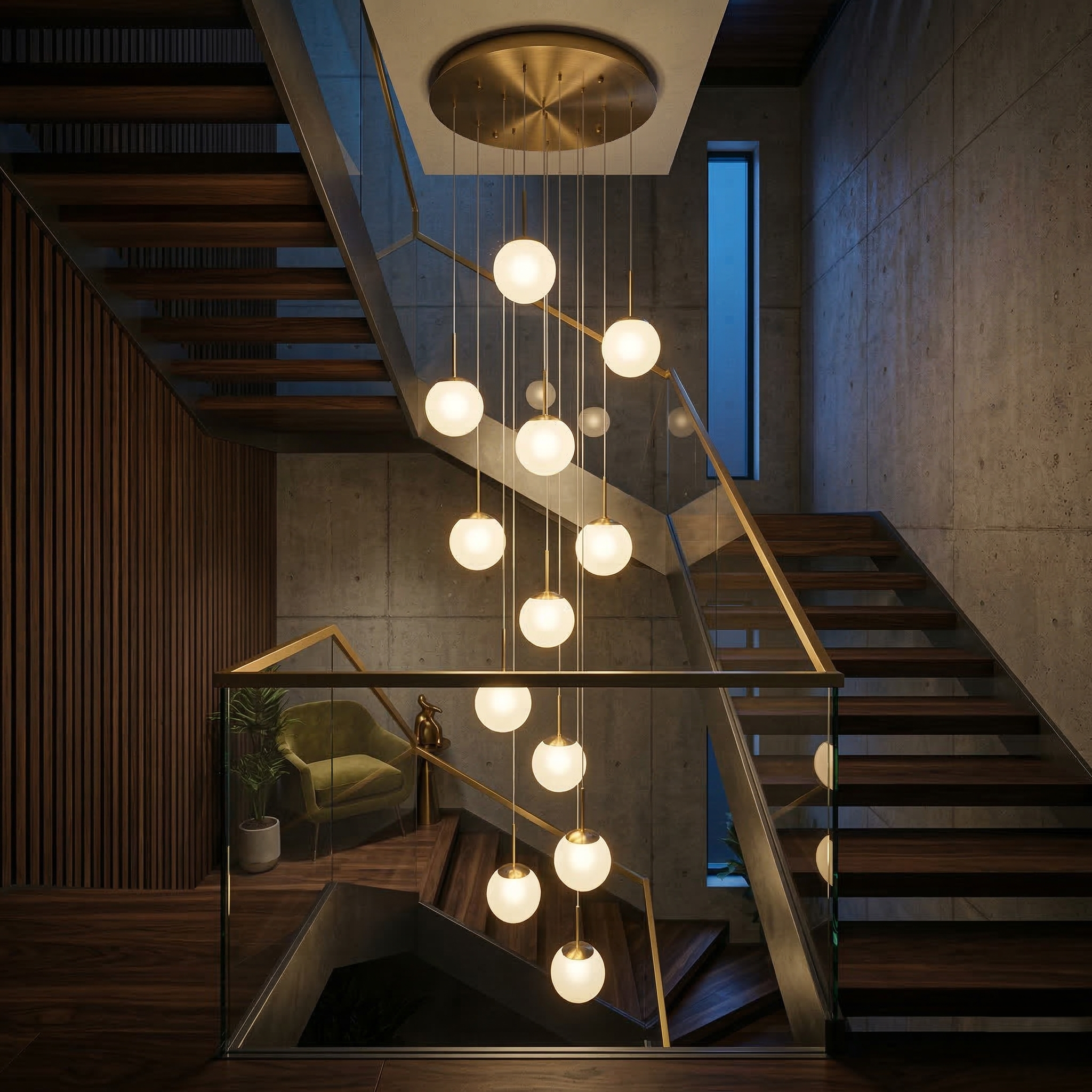 Lustra Abajur Mat GOLD LUXURY STAIRCASE Gigant 12xE27