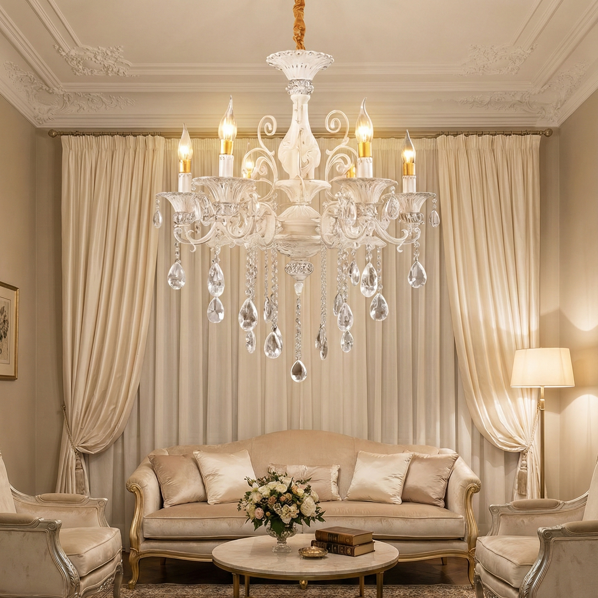 Candelabru Cristal Clasic Isabelle White 6xE14