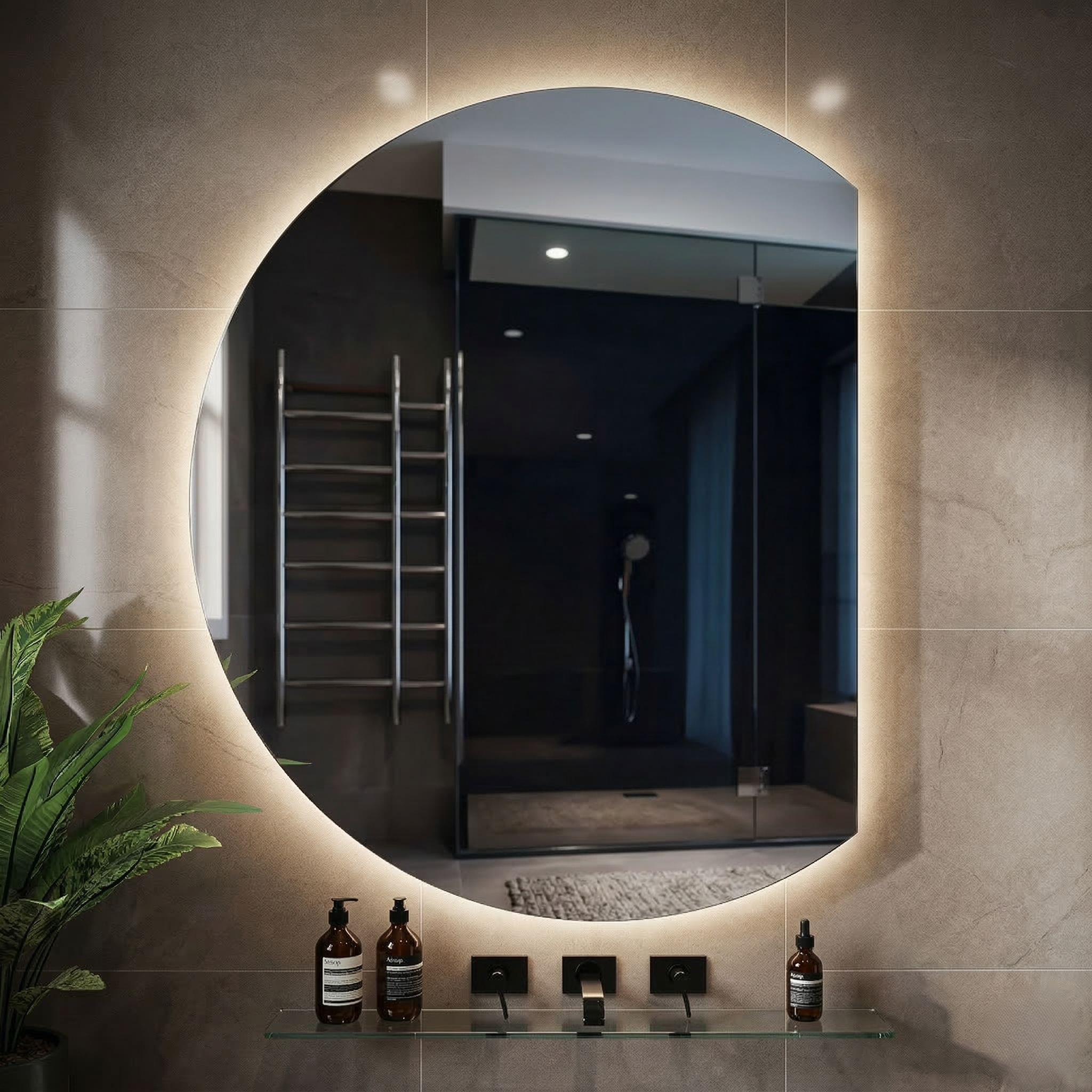 Oglinda LED FRAMELESS 100x84CM, Dezaburire, 3 Lumini si Touch