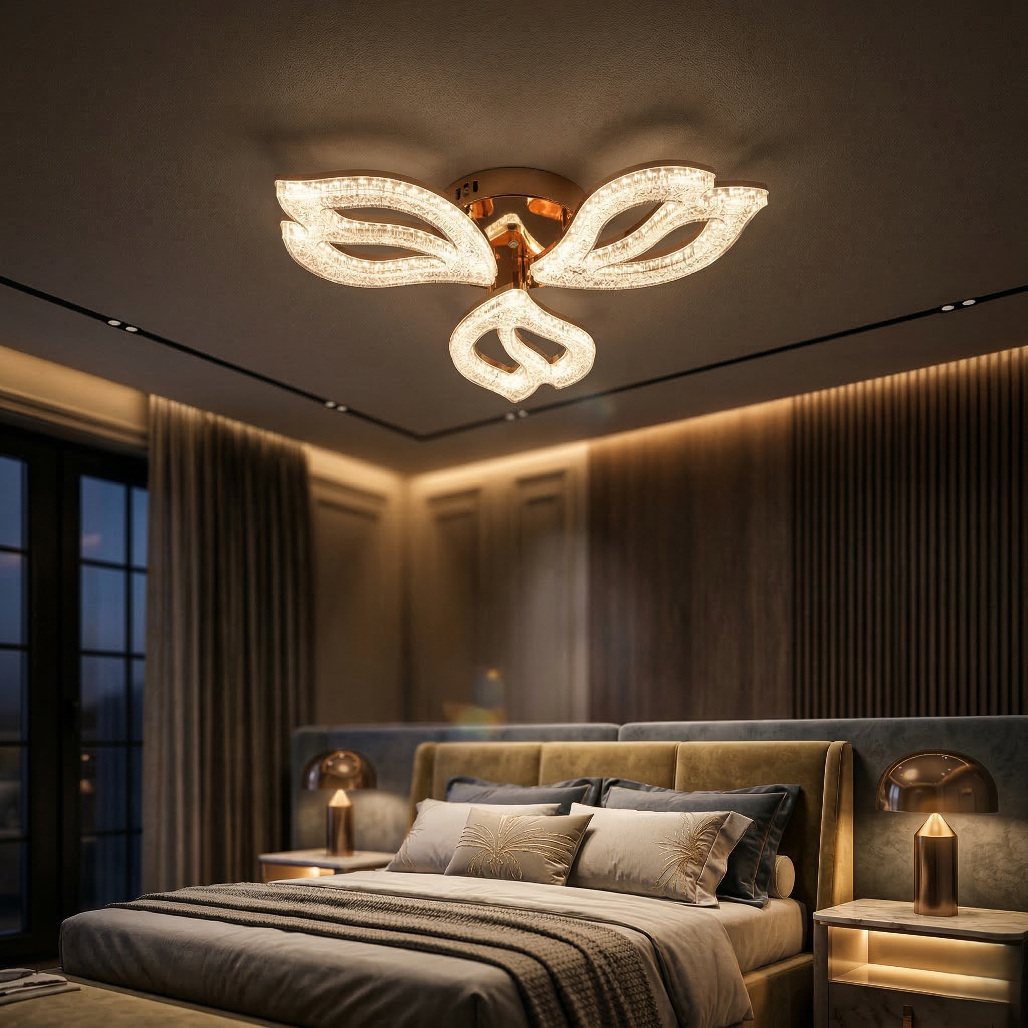 Lustra LED Mini ANEMONE Sparkle Gold Echivalent 400W Telecomanda