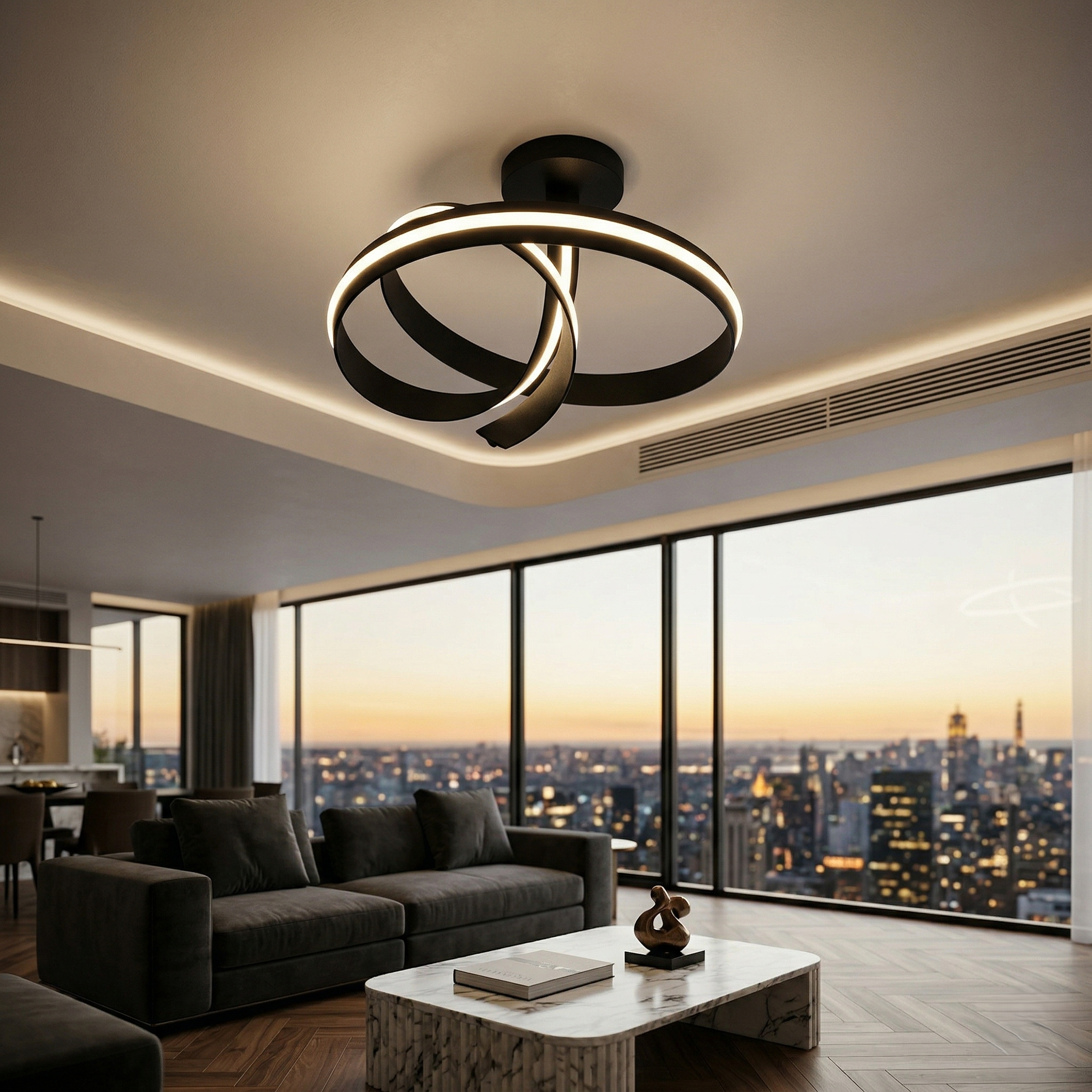 Lustra LED Aplicata Cisenna Black CINQUE Premium Echivalent 500W