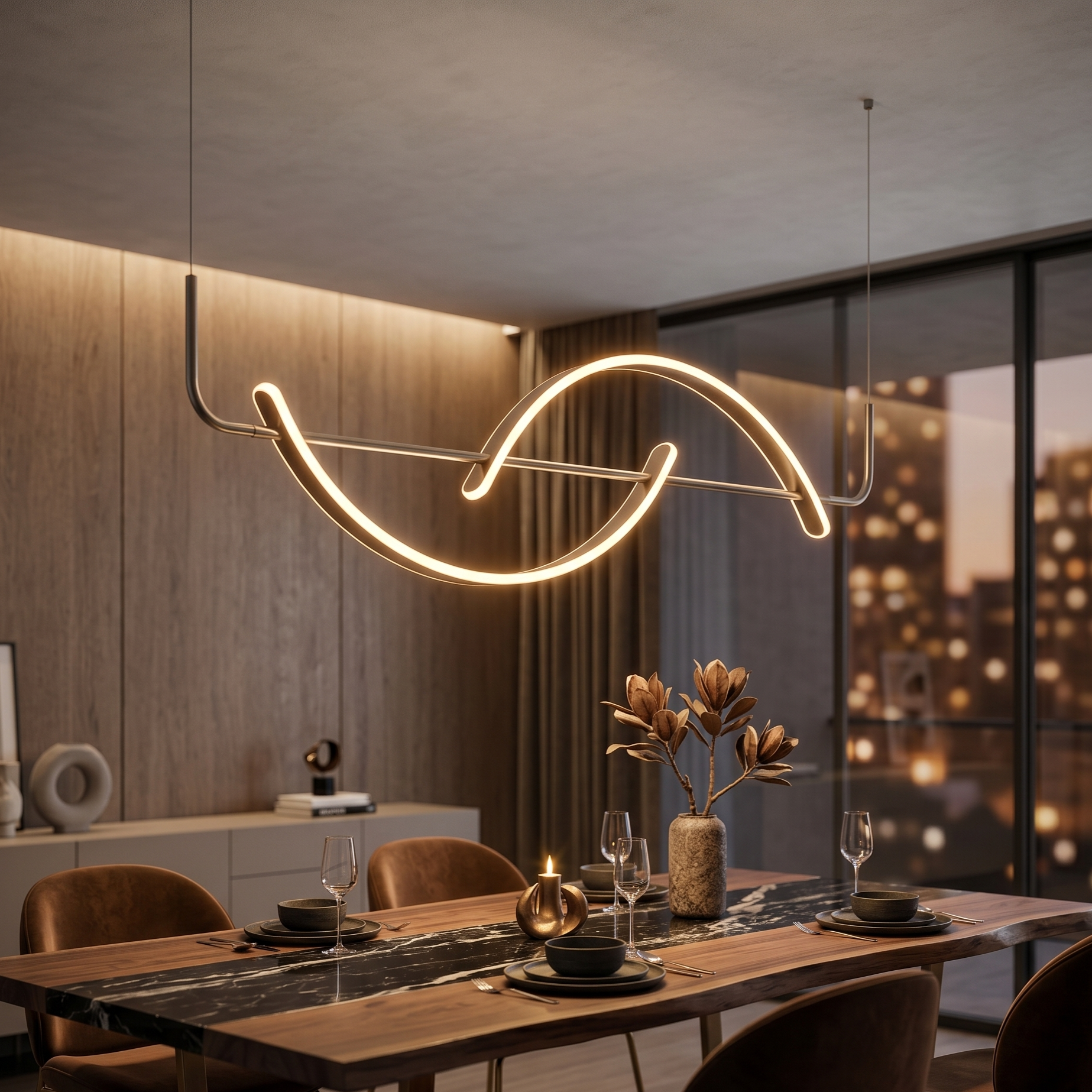 Lustra LED Suspendata Liniara Premium Silver ORIVA Echivalent 200W