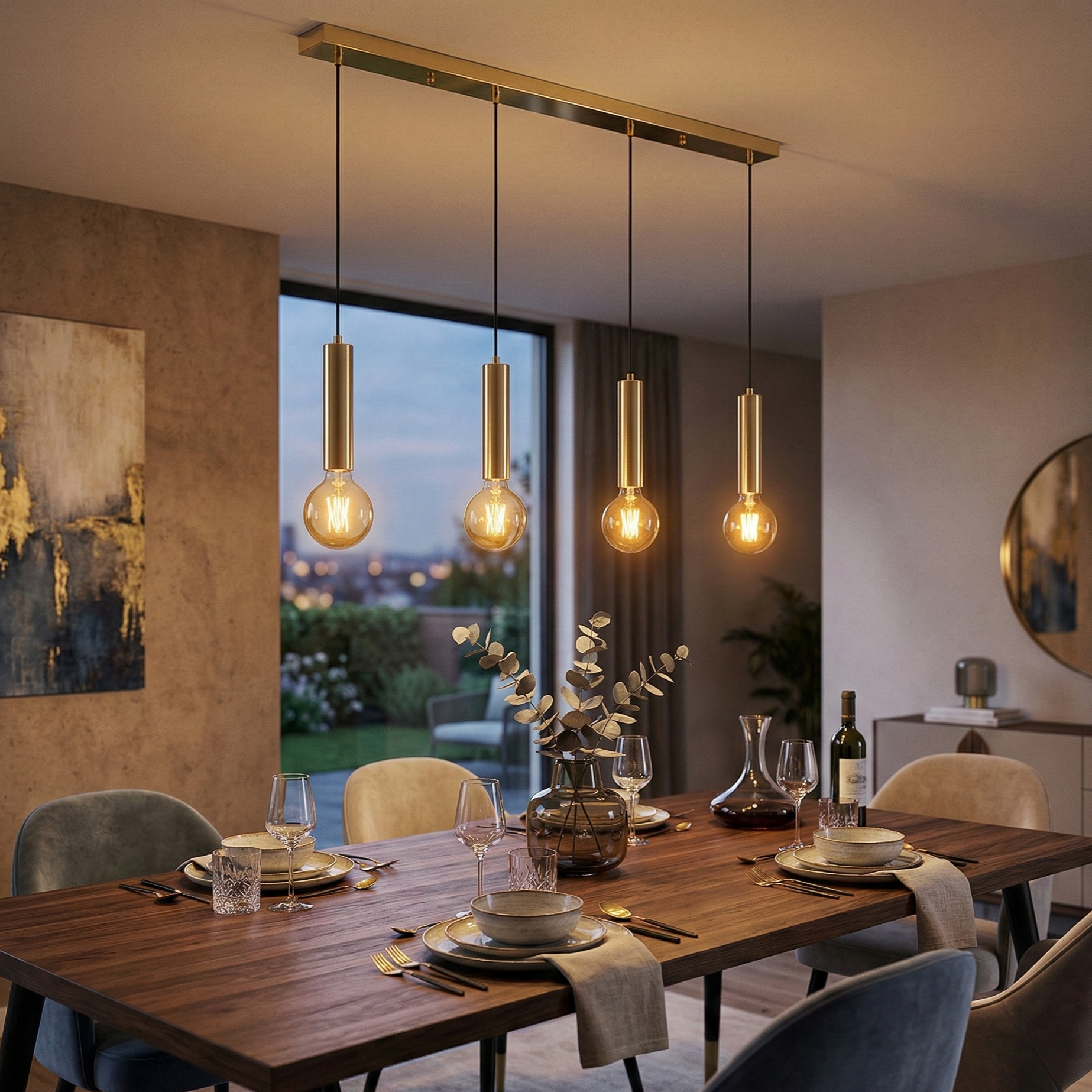 Lustra Suspendata Nordic Cilindric Golden SOLVEN 4xE27