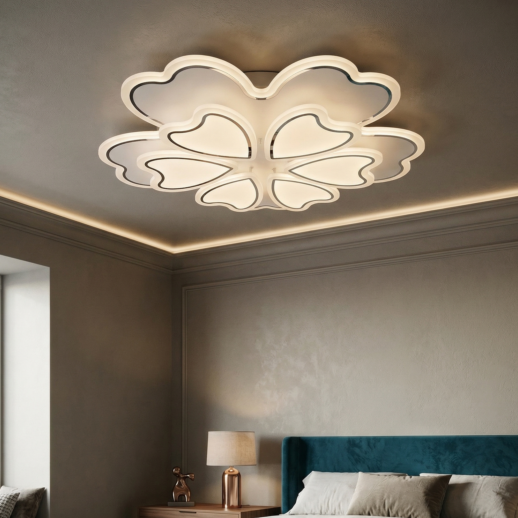Lustra LED White CLOVER Echivalent 600W Telecomanda