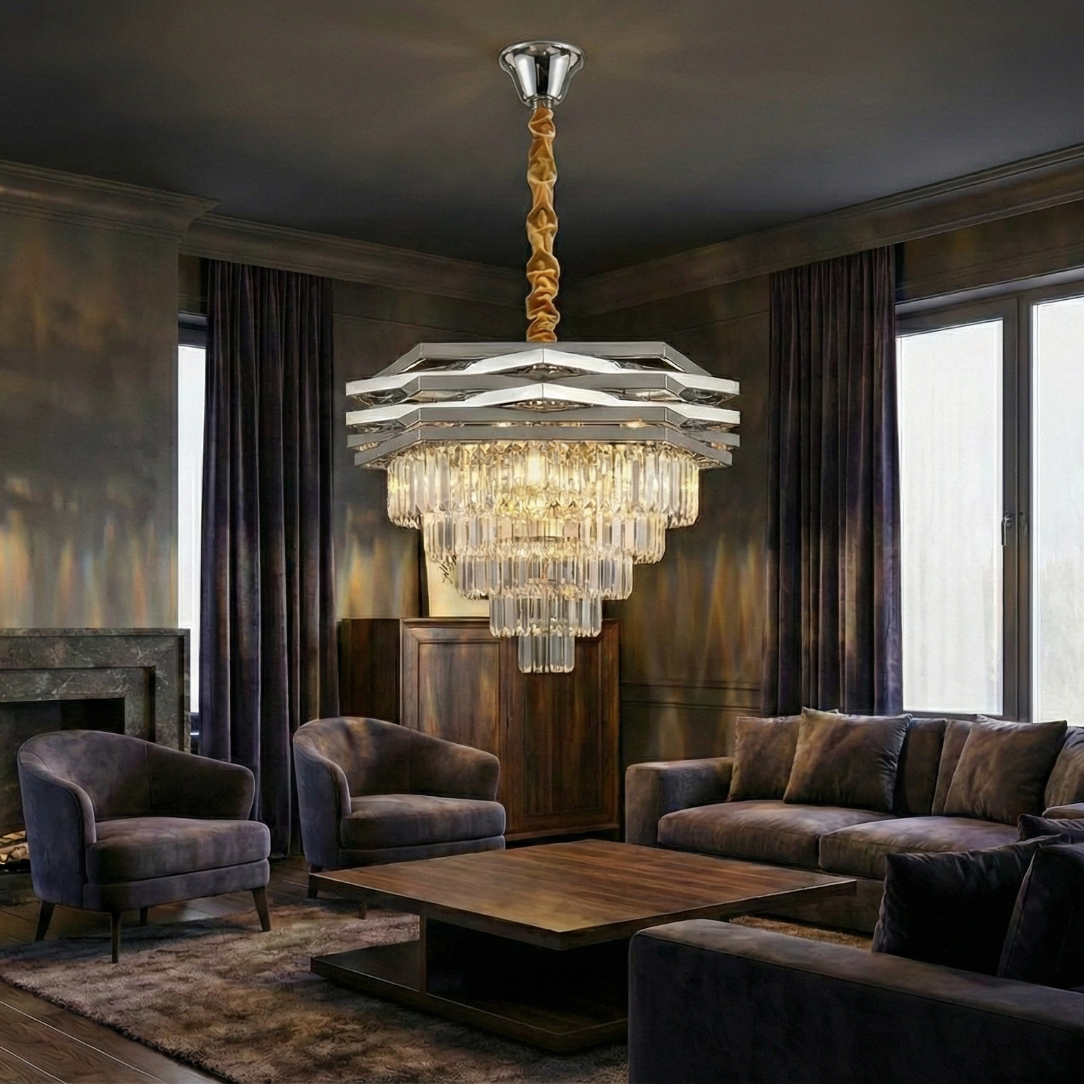 Candelabru Cristal Silver MALVINA ⌀60CM