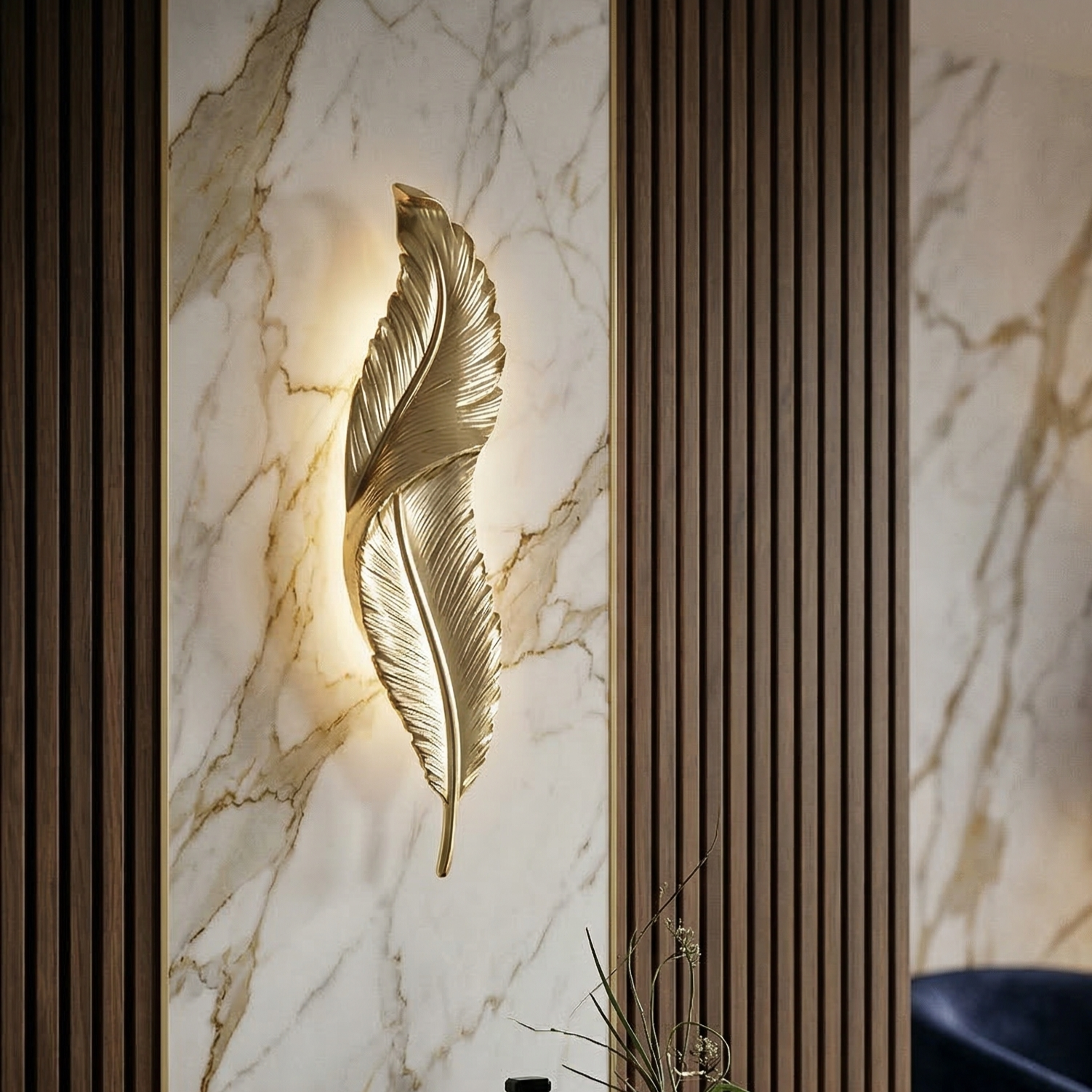 Aplica LED GOLD Luxury Mini Feather 18W 45CM