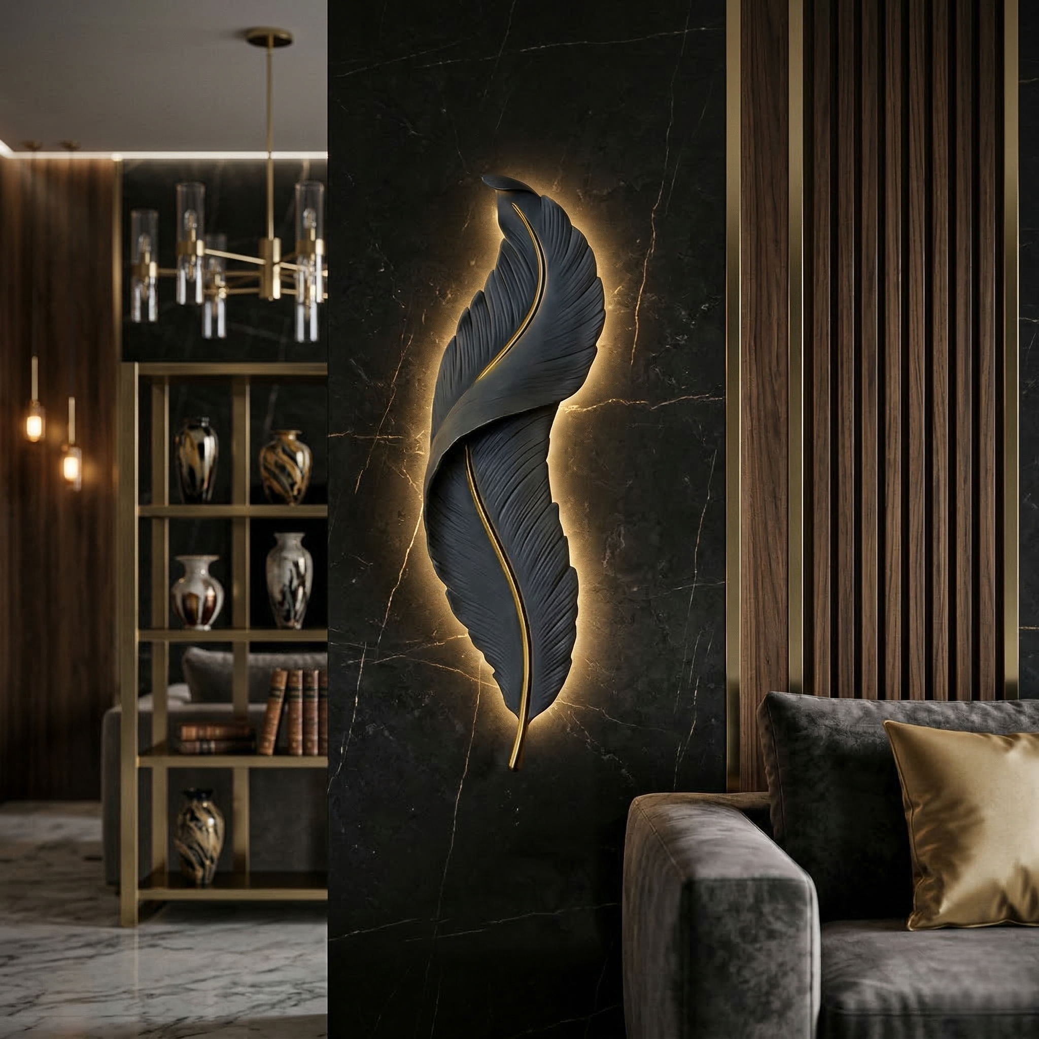 Aplica LED BLACK Luxury Mini Feather 18W 45CM