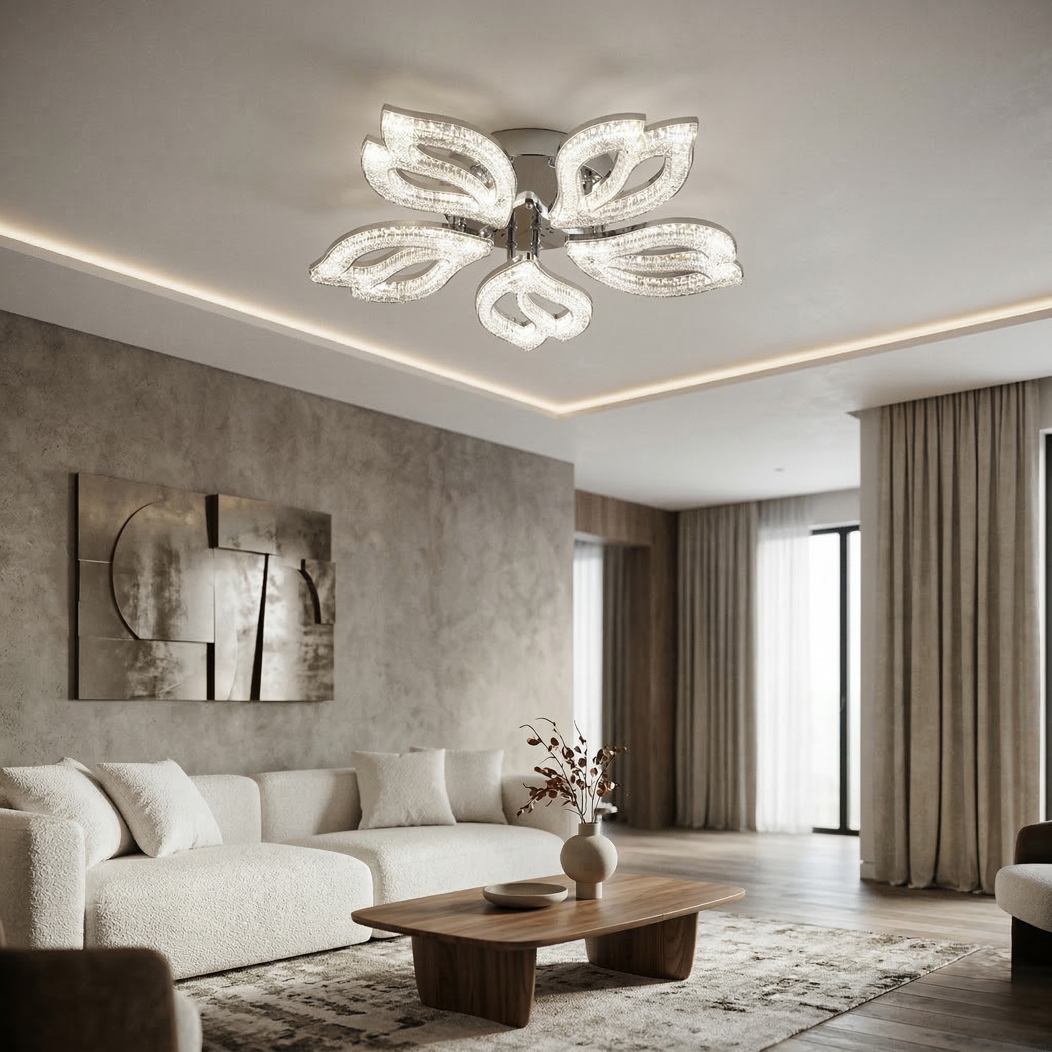 Lustra LED ANEMONE Sparkle Chrome Echivalent 600W Telecomanda
