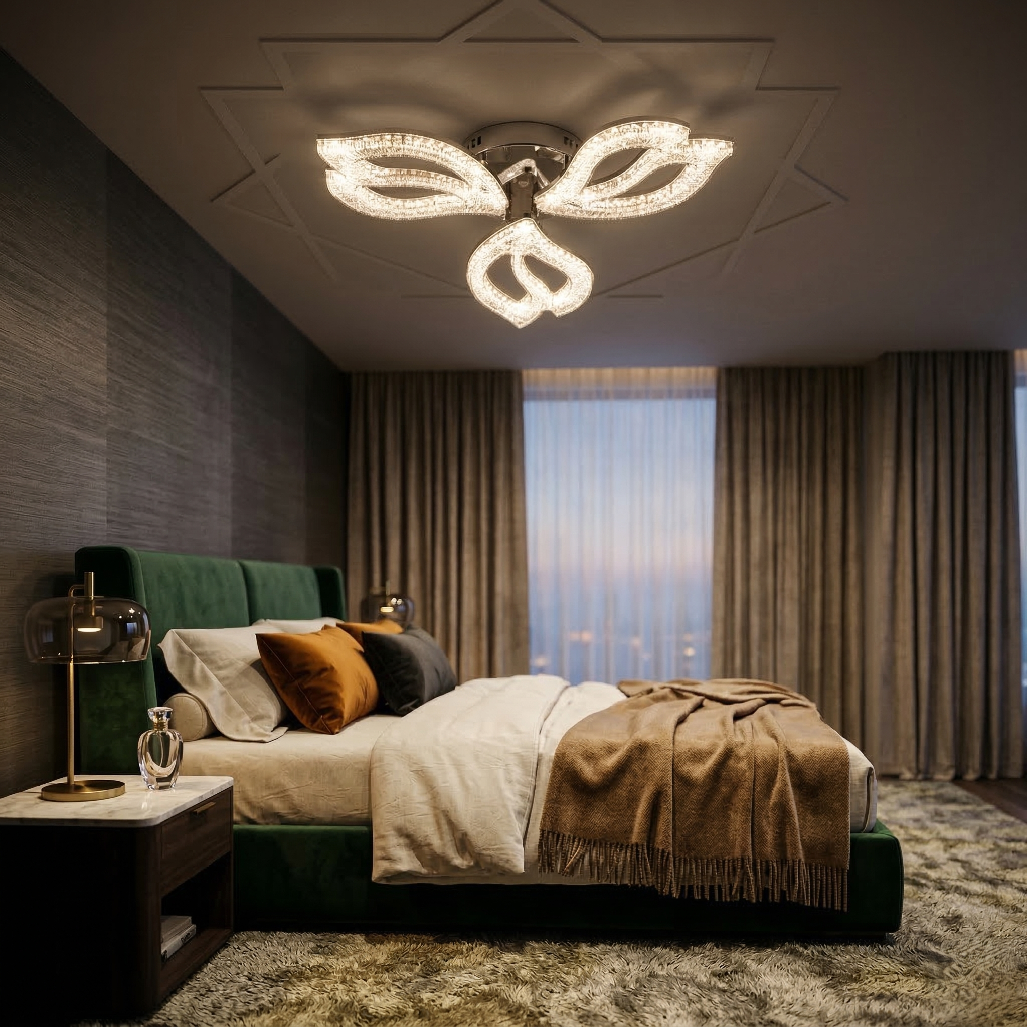 Lustra LED Mini ANEMONE Sparkle Chrome Echivalent 400W Telecomanda