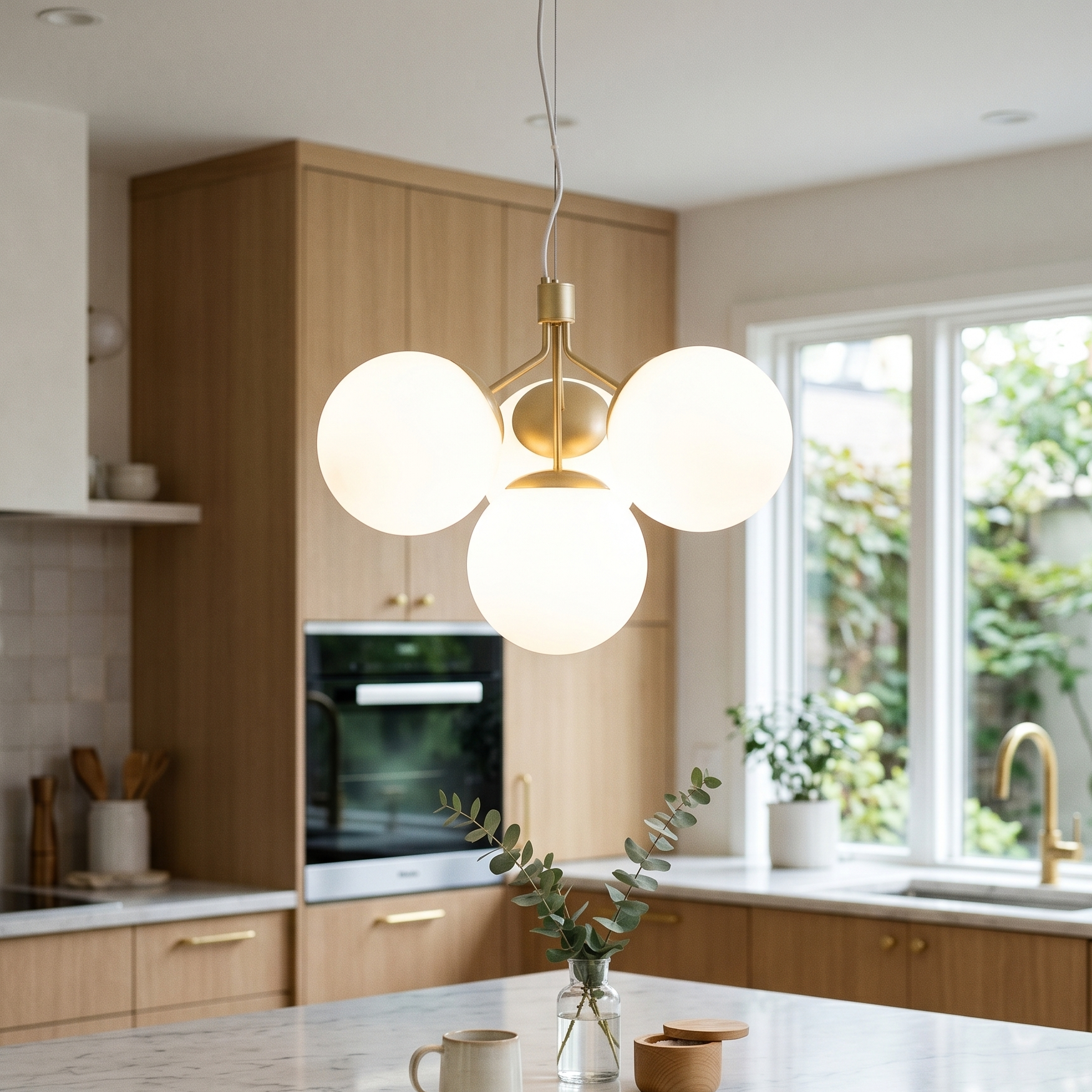 Pendul Nordic Abajur Mat 4xE27 Gold