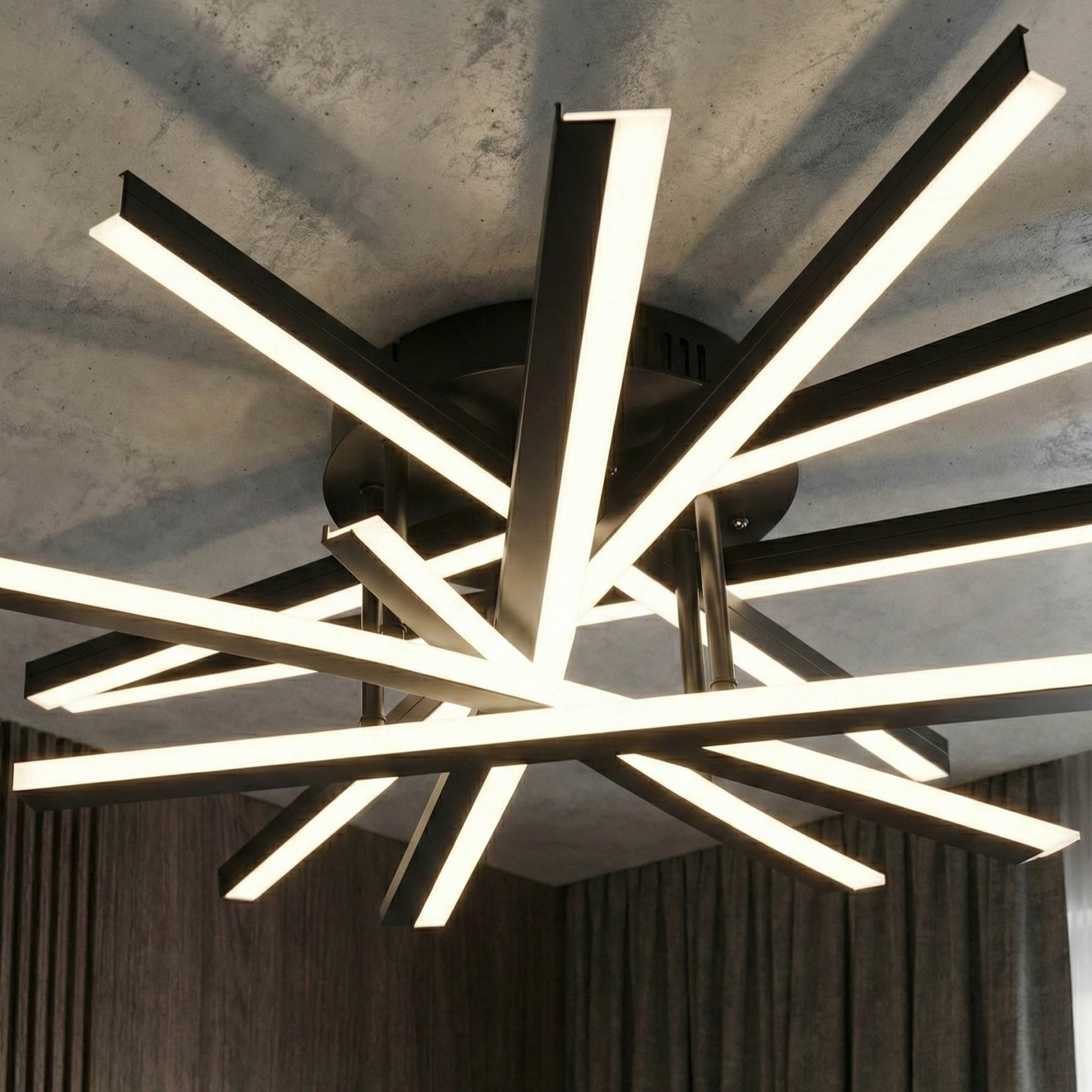 Lustra LED 6 CROSS LINNES Negru Echivalent 600W Telecomanda