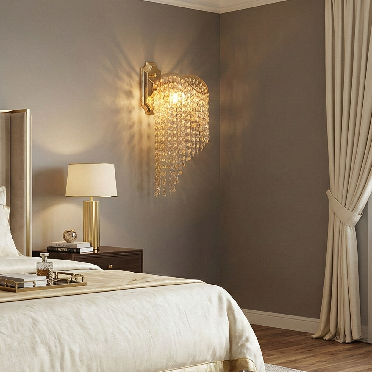 Aplica Cristal FREDA Gold Solo 1xE27