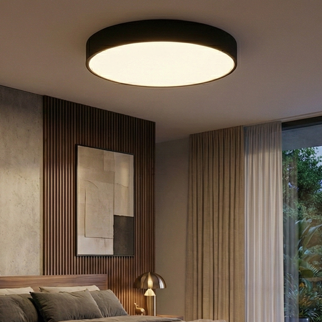 Plafoniera LED Neagra 36W BLADE Rotunda Echivalent 400W Dimabila 3 Lumini din Buton