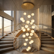 Lustra Abajur Mat GOLD Luxury STAIRCASE Gigant 25xE27