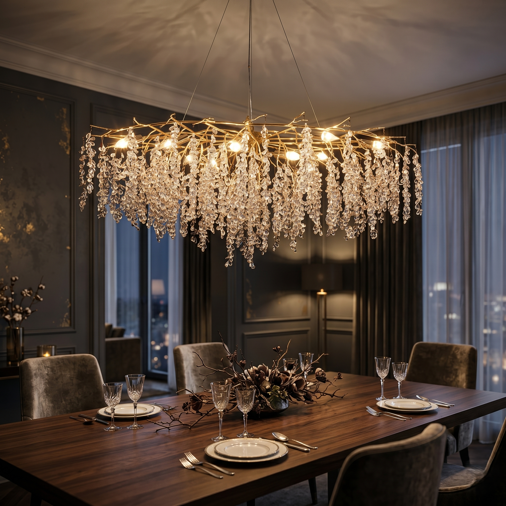 Candelabru Cristal LUXURY Golden Grapes 120x60CM