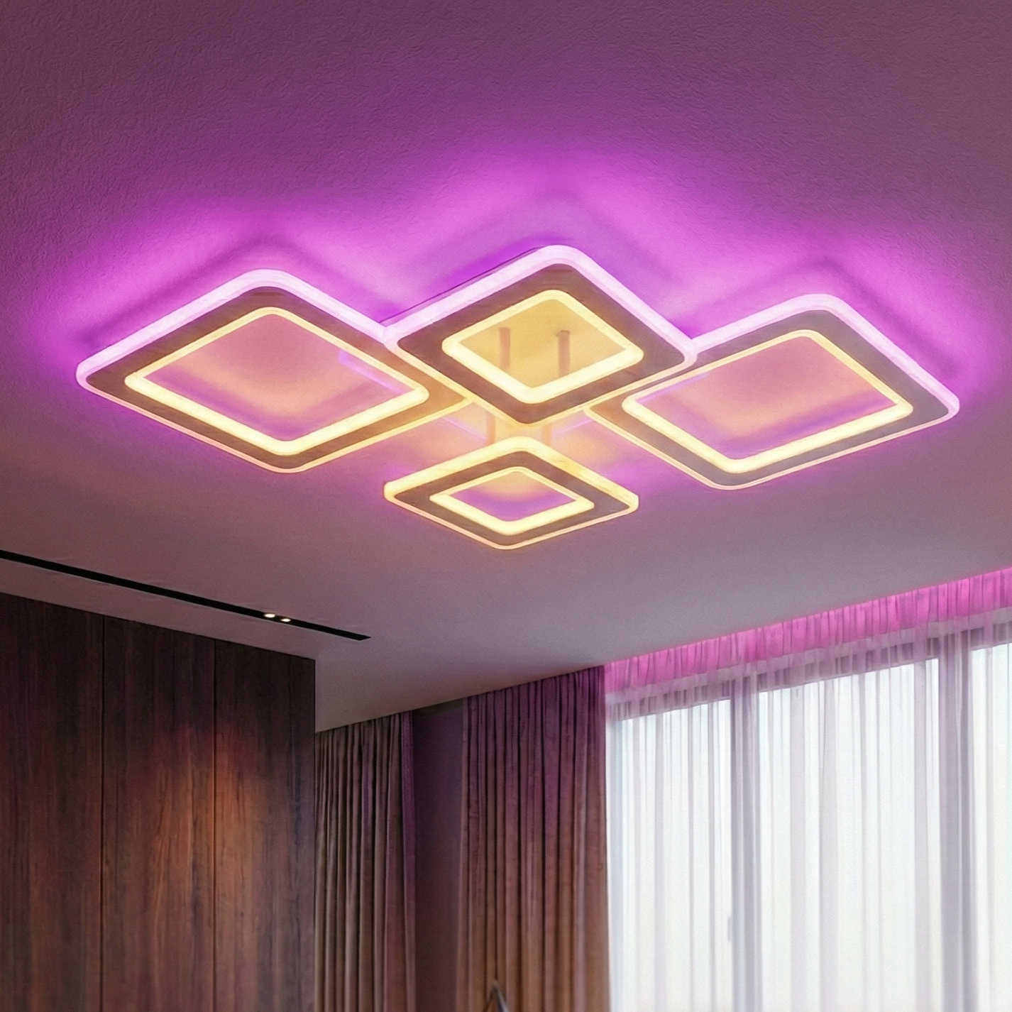 Lustra LED 4 Diamond GRIDLINE RGB Alb Echivalent 800W Telecomanda