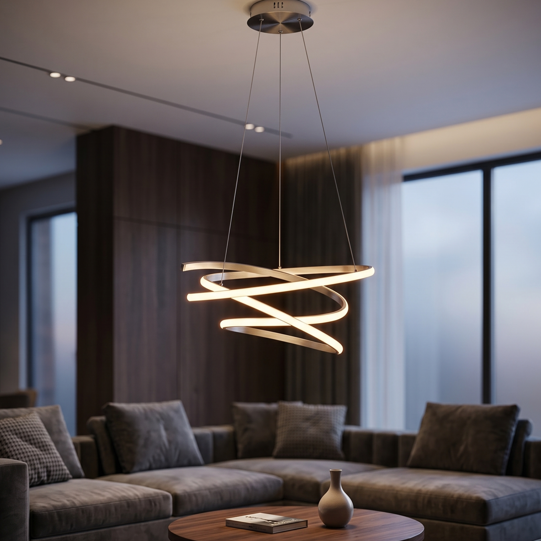 Lustra LED Suspendata Silver RONDA Echivalent 300W