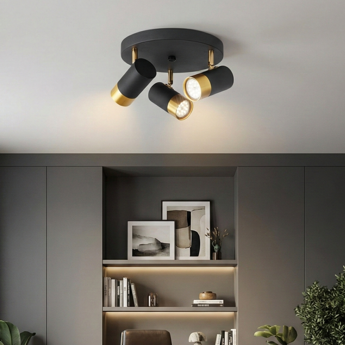 Spot Reglabil Negru + Auriu Exquisite 3xGU10 Suport Rotund