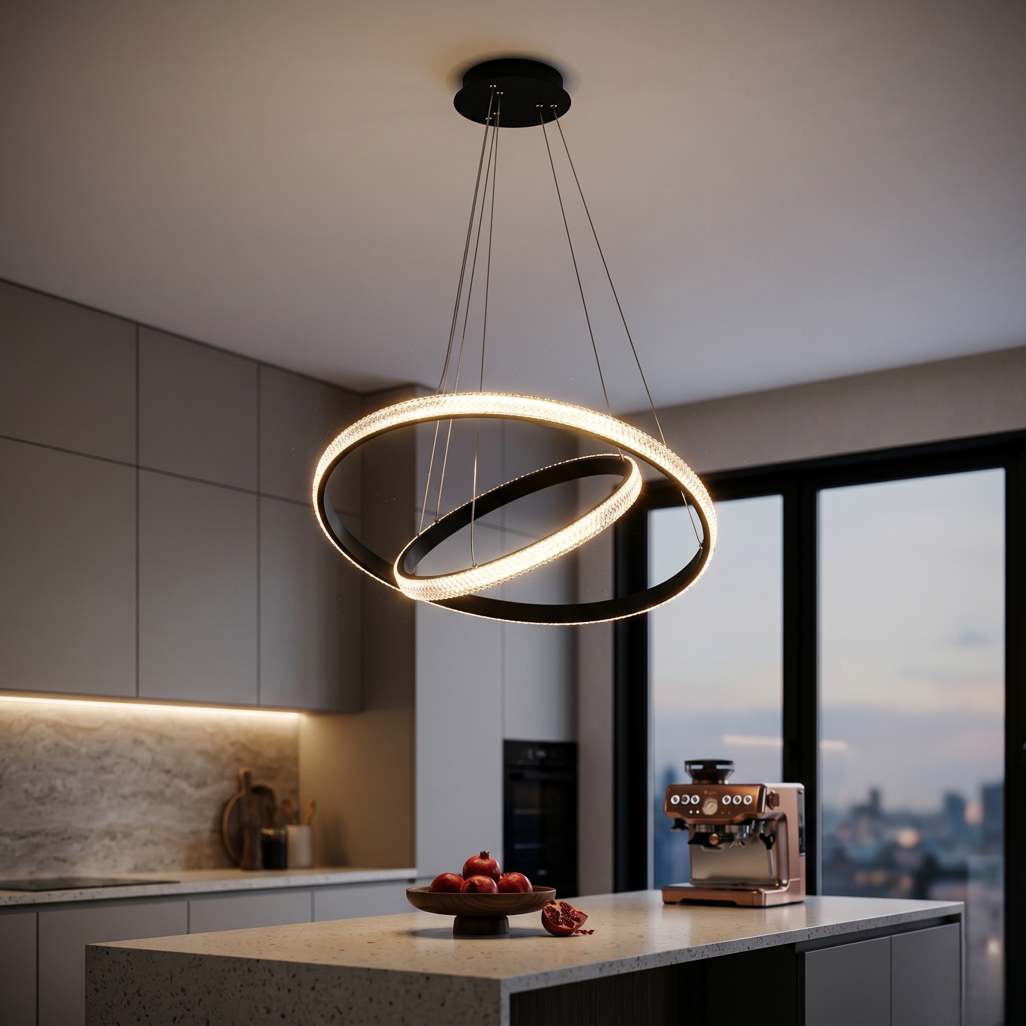 Lustra LED Suspendata Black ZELA 2 Segmente Echivalent 400W