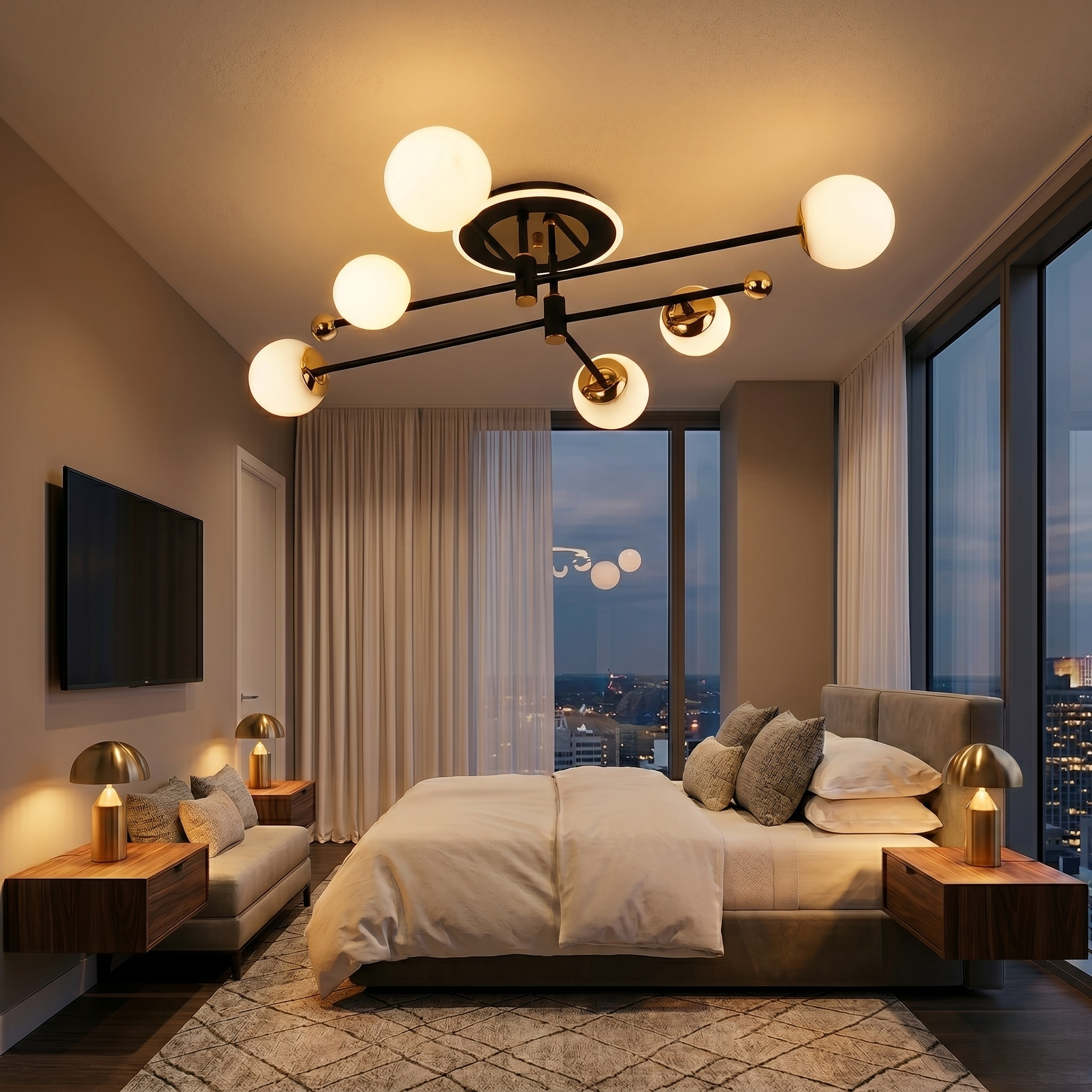 Lustra LED PIMORA Abajur Mat Neagra Echivalent 400W Telecomanda