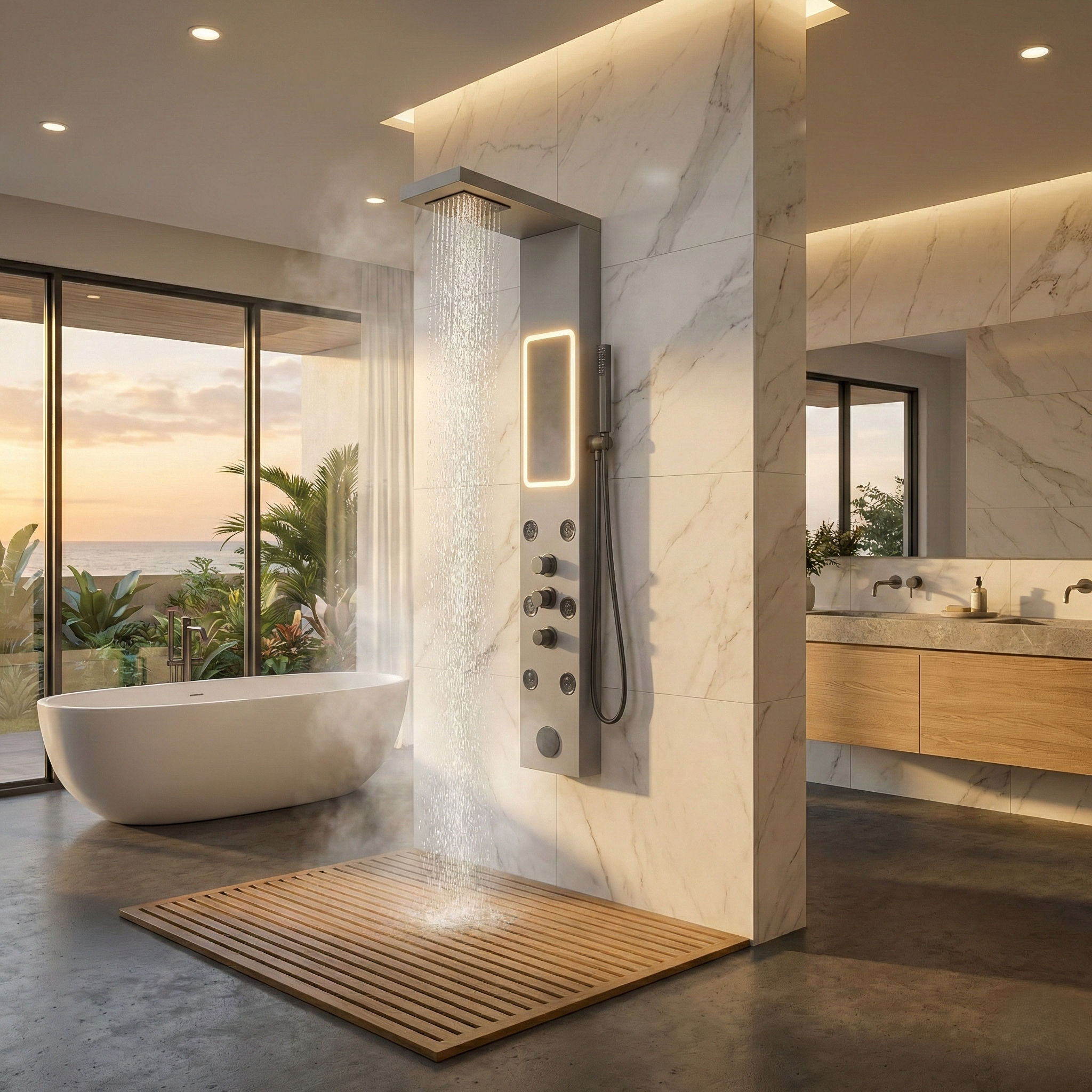 Panou de Dus Premium Silver ArcticFlow- Oglinda, Masaj, LED