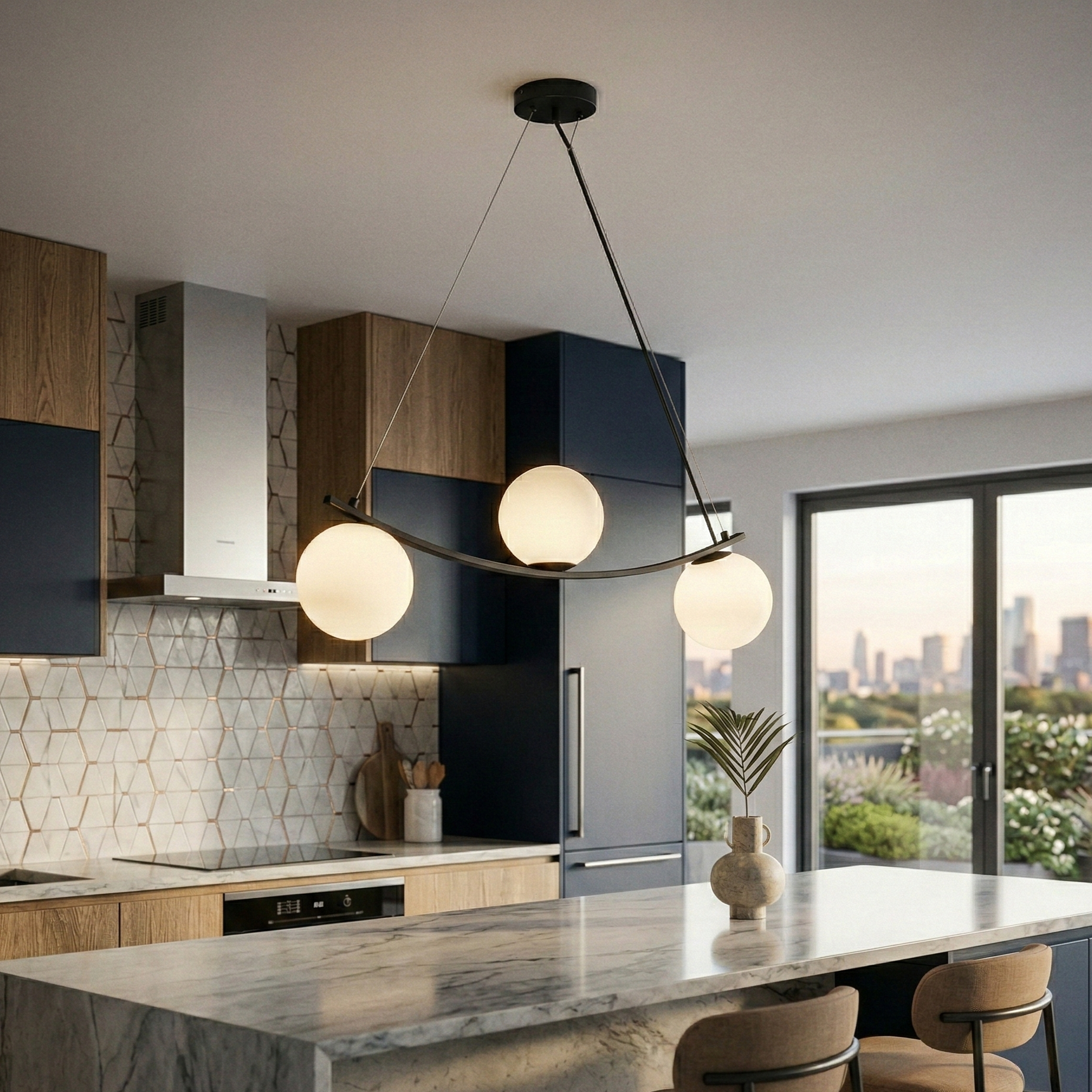 Lustra Liniara Abajur MAT Black CALYPSA Suspendata 3xG9