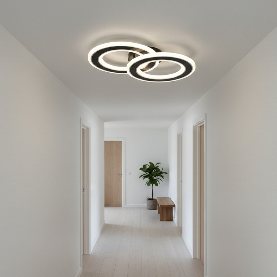 Aplica LED Circle GRIDLINE Neagra Echivalent 300W Telecomanda