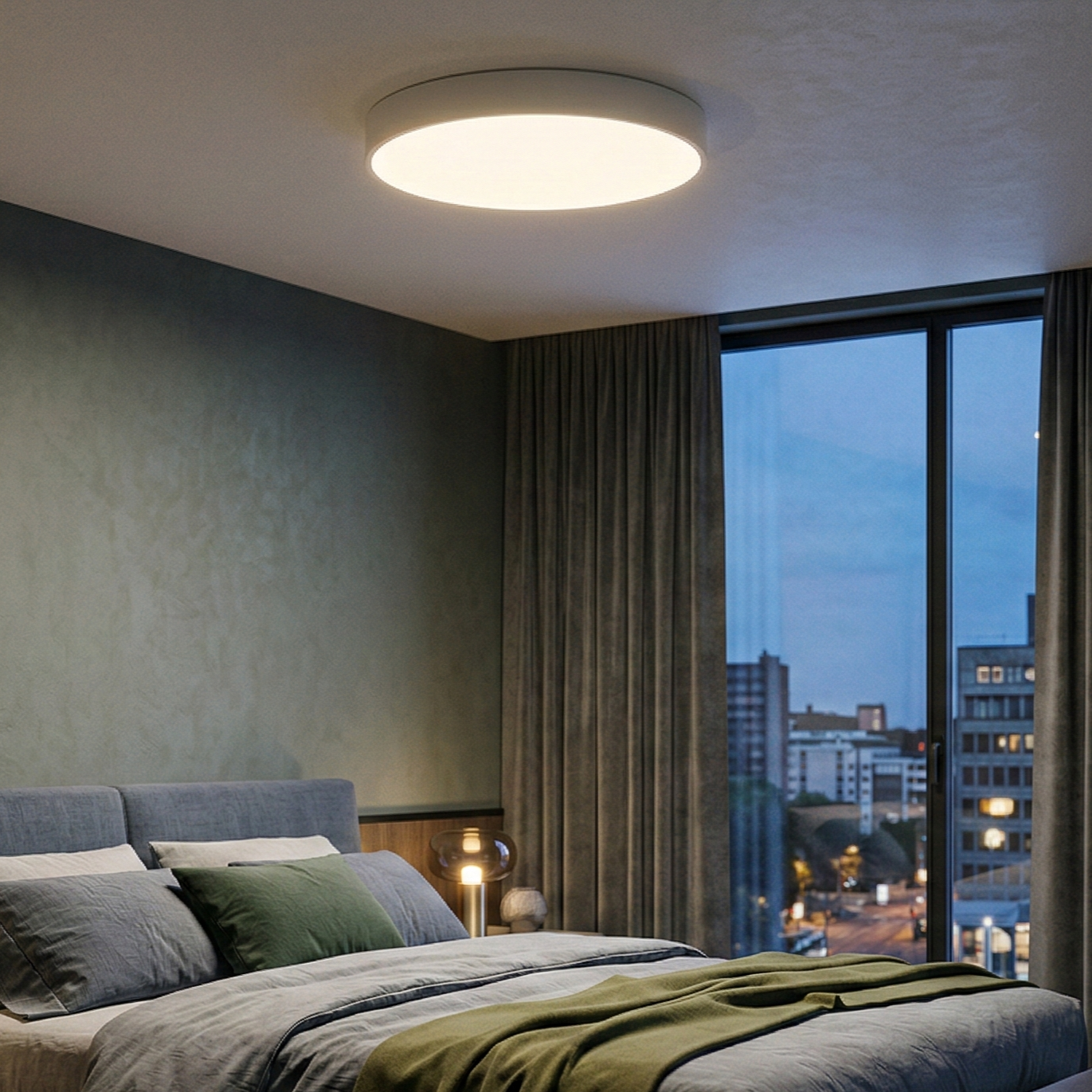 Plafoniera LED Alba 36W BLADE Rotunda Echivalent 400W Dimabila 3 Lumini din Buton