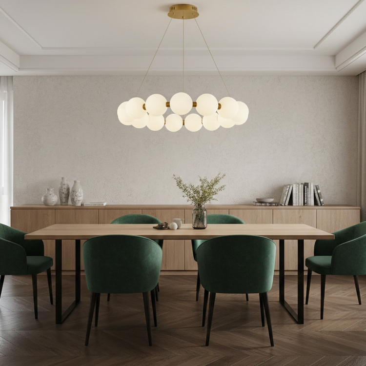 Lustra LED Suspendata Gold PEARL Echivalent 500W Telecomanda