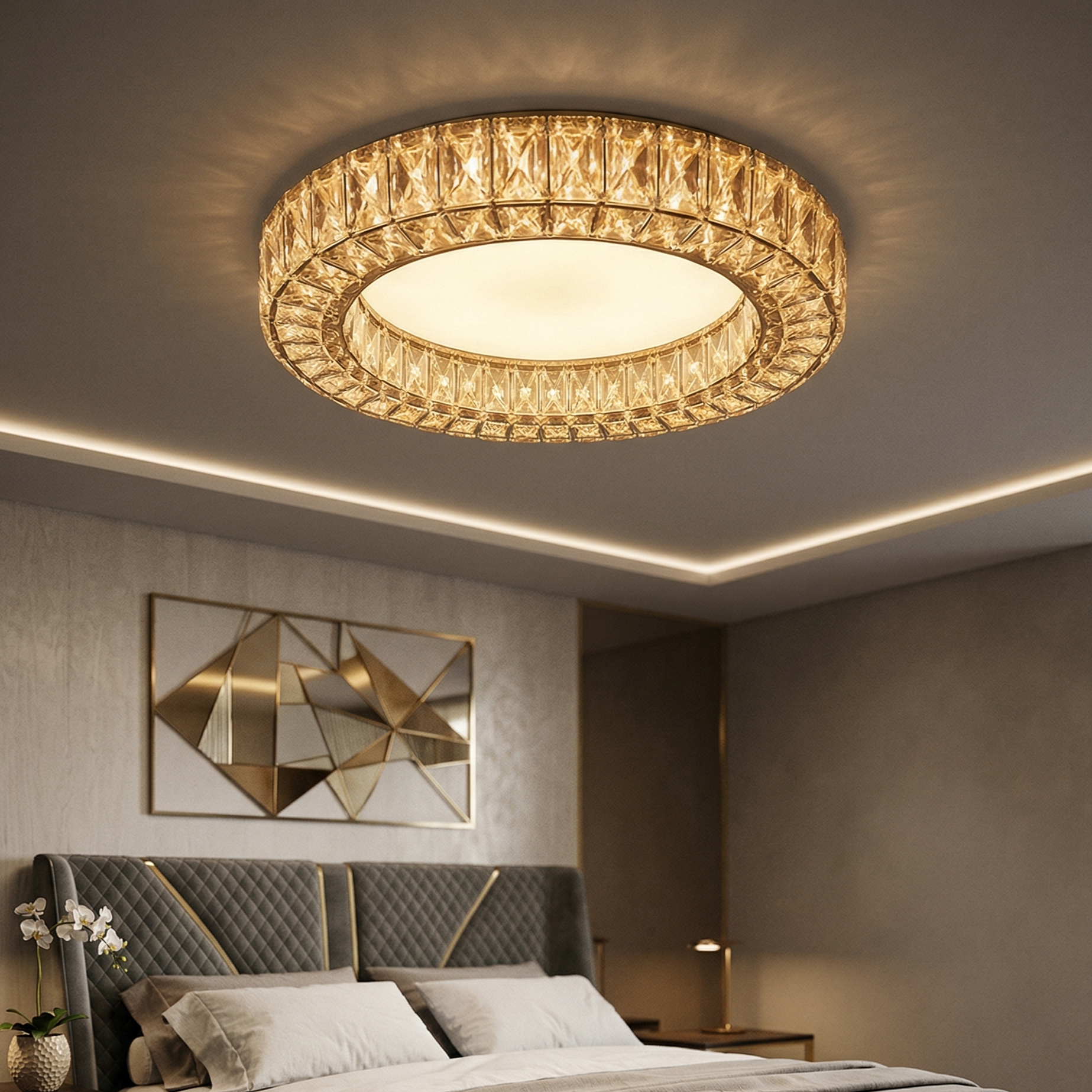 Lustra LED CRISTAL Argintie Orleans Elegance Echivalent 600W