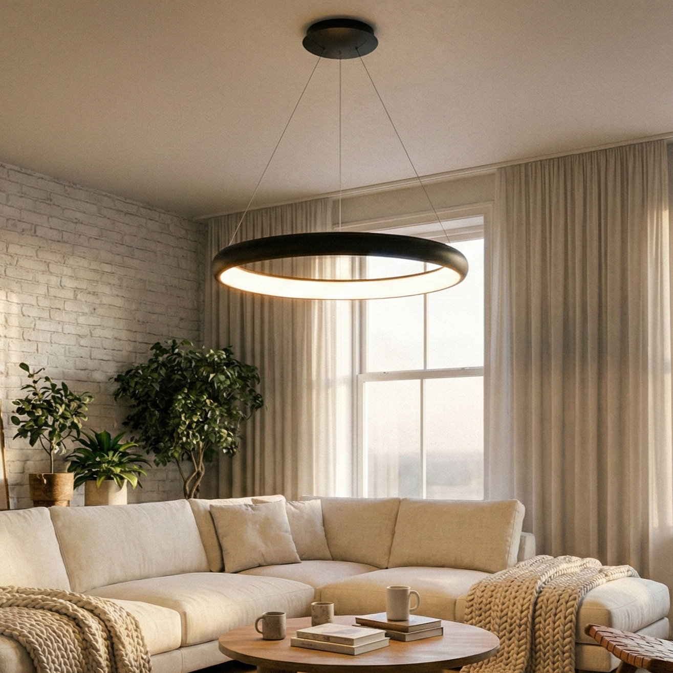 Lustra LED Suspendata BELLA Black, 3 Lumini din buton Echivalent 500W