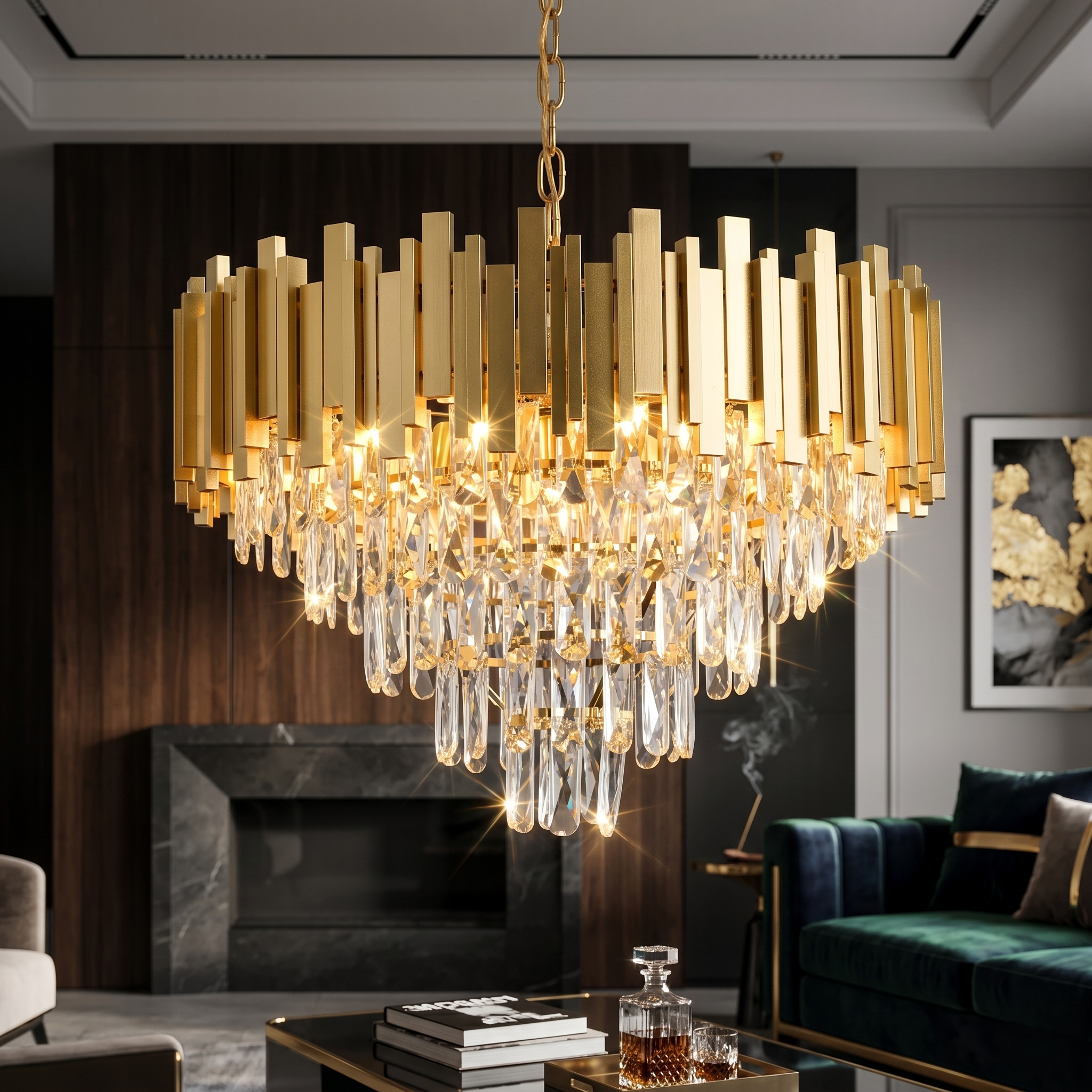 Candelabru Cristal Premium GOLDEN Maxi 580mm