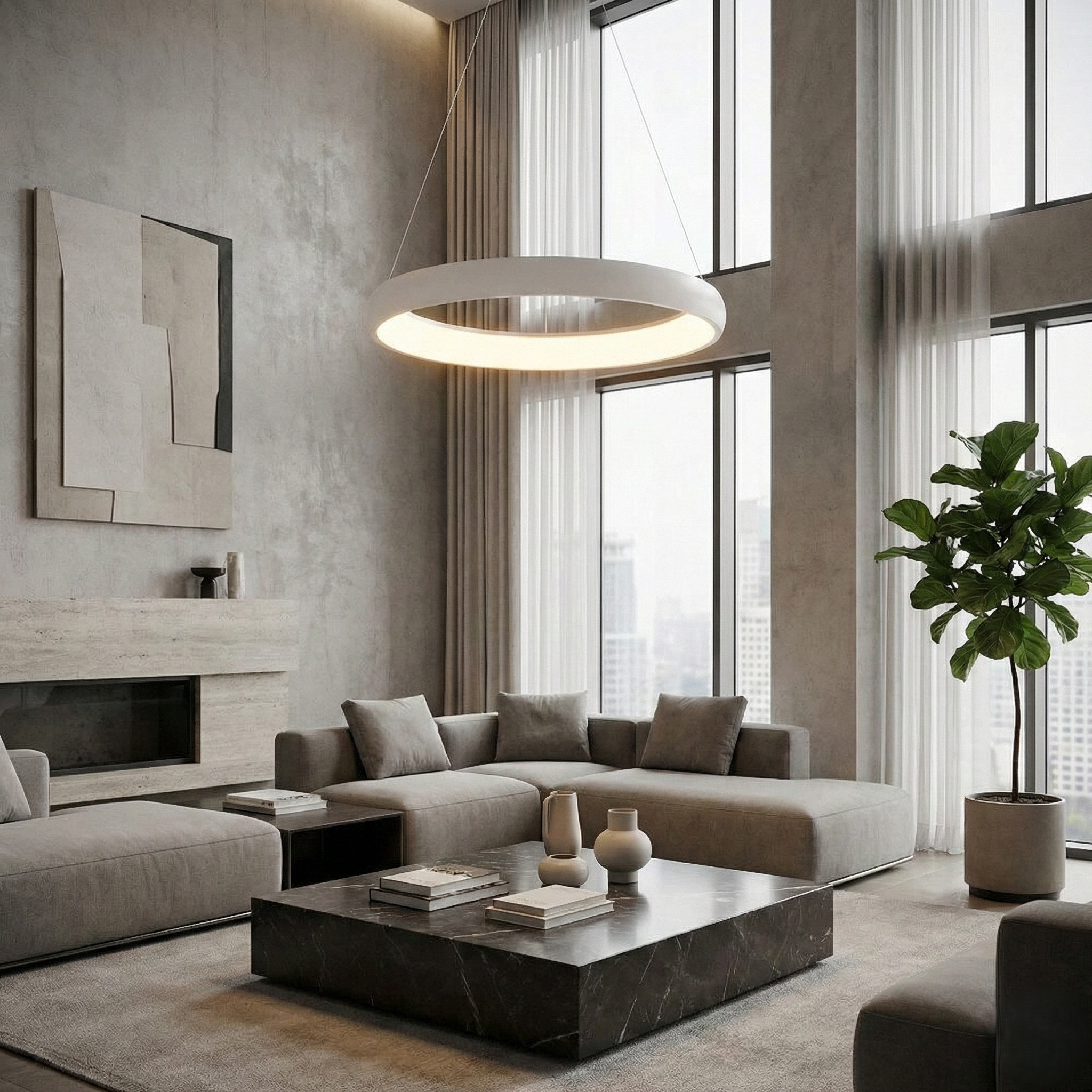 Lustra LED Suspendata BELLA White, 3 Lumini din buton Echivalent 500W