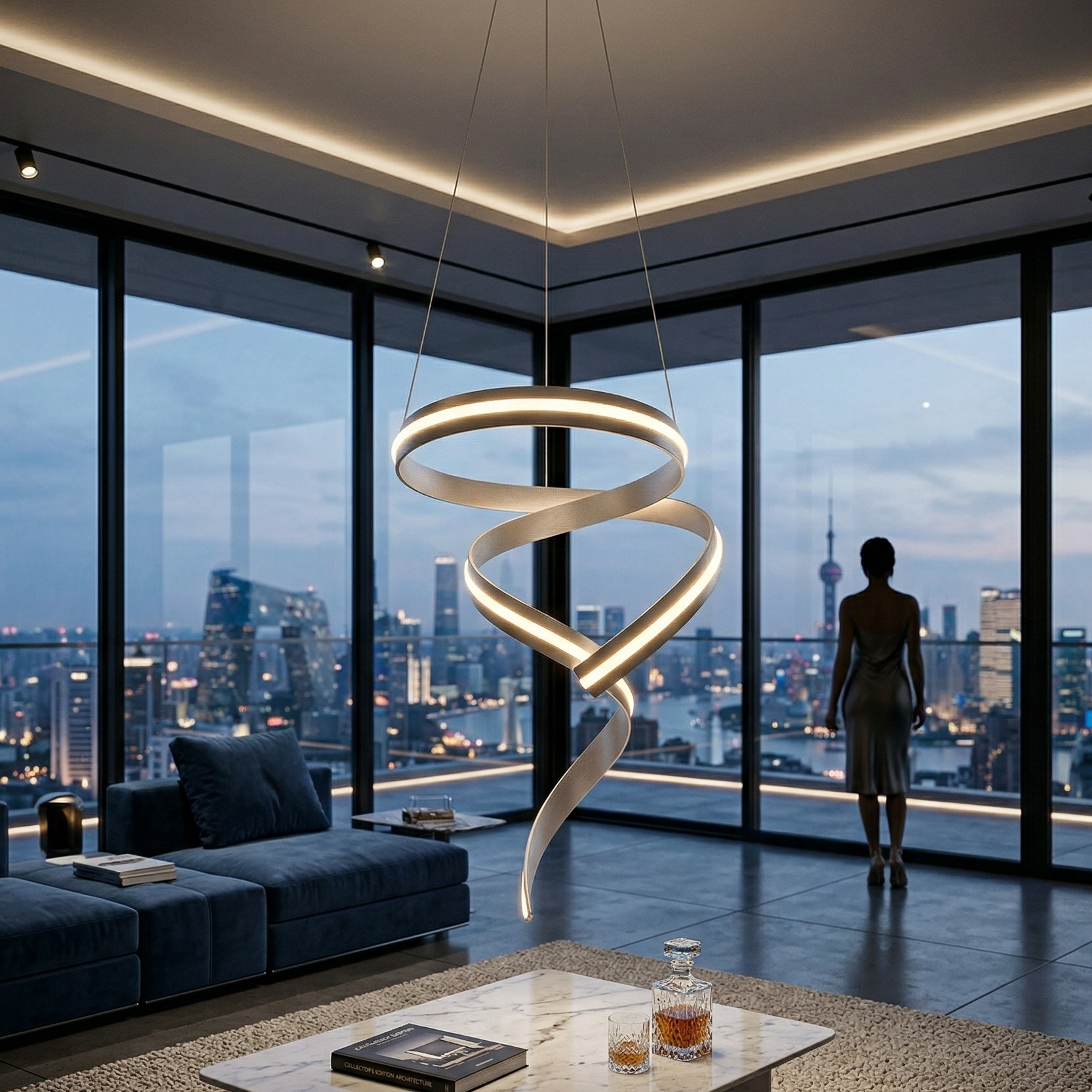 Lustra LED Suspendata Cisenna Silver CINQUE Premium Echivalent 1000W